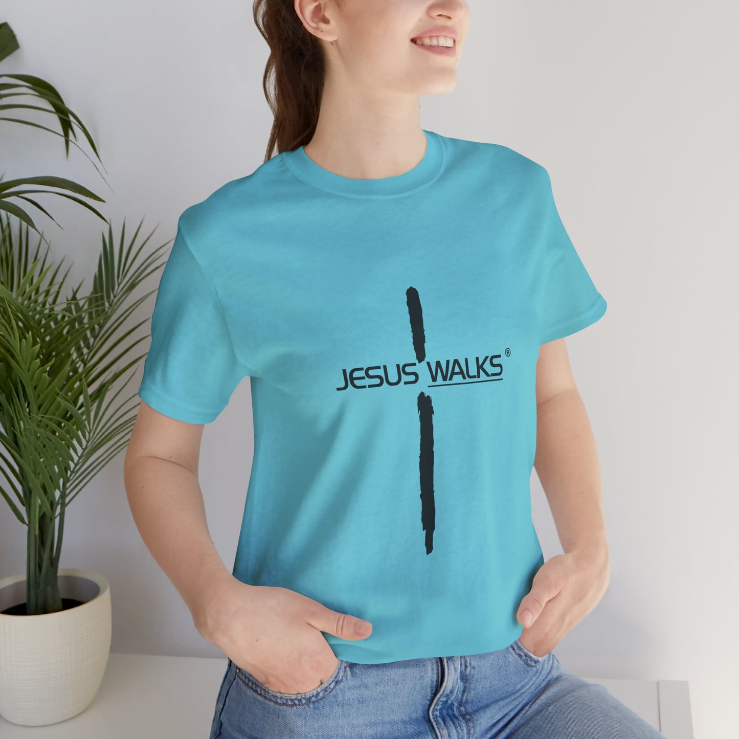 Jesus Walks Unisex Short Sleeve Big Cross Tee