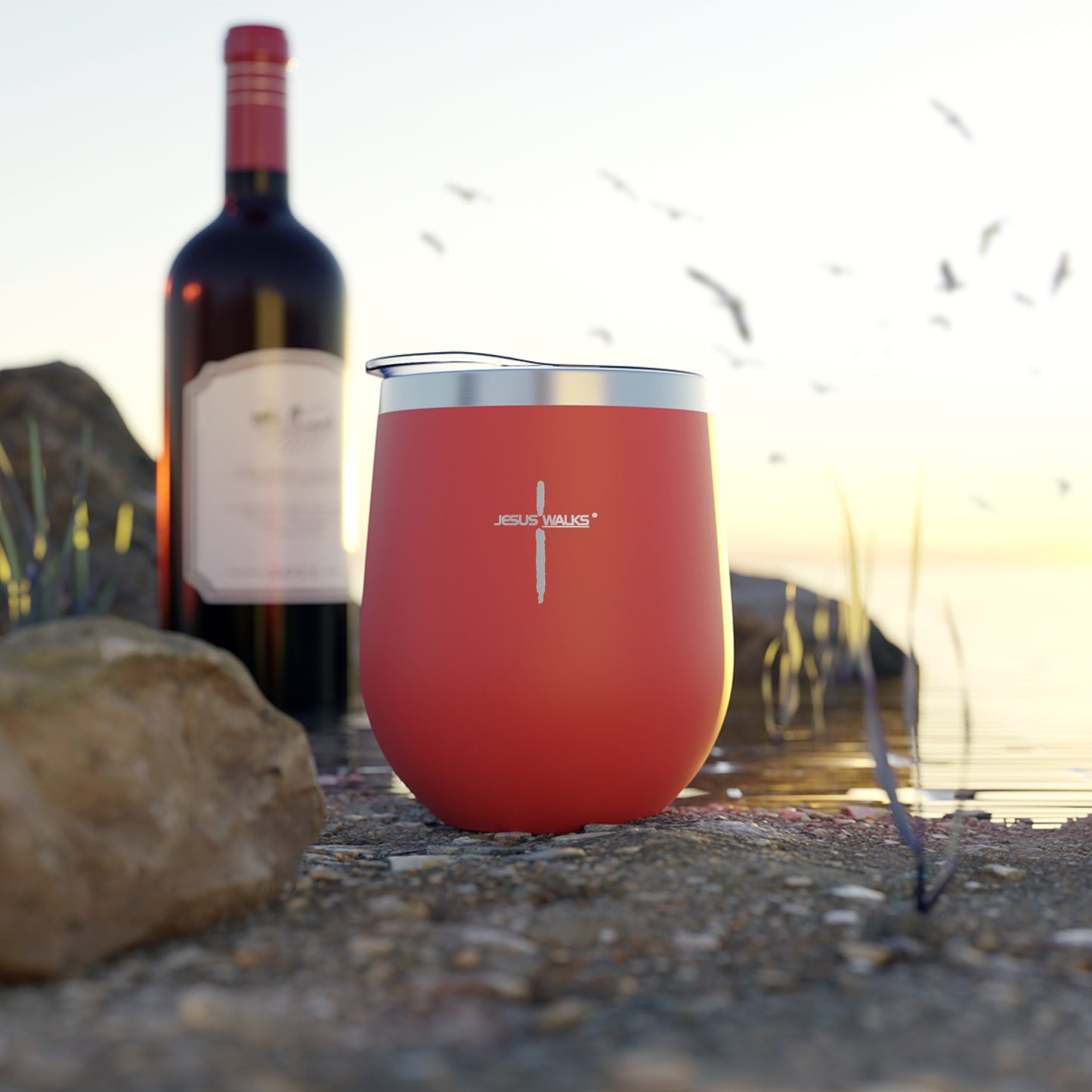 Jesus Walks Copper Vacuum Insulated Cup, 12oz