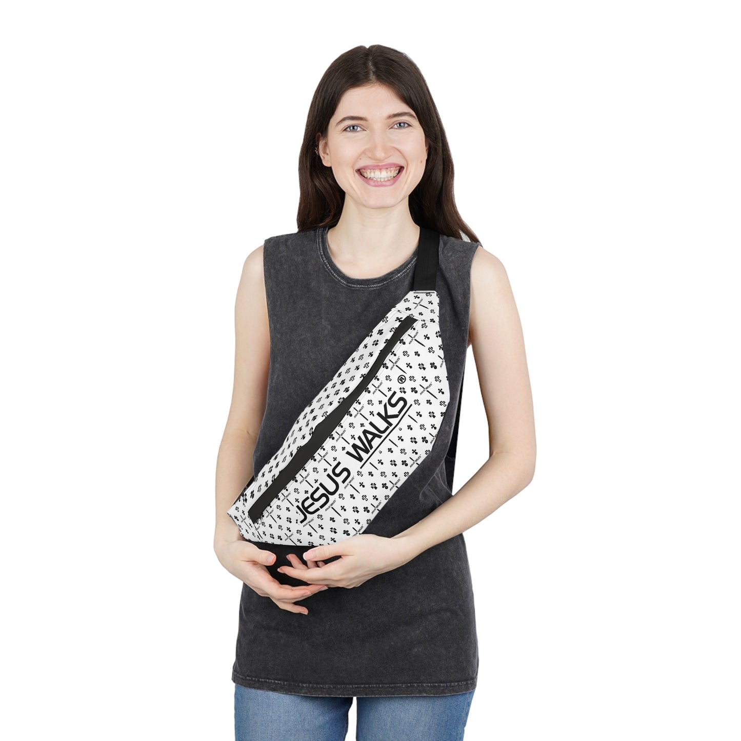 Jesus Walks Large Cross Body Bag - Trendy, Versatile, Designer for Everyday Use