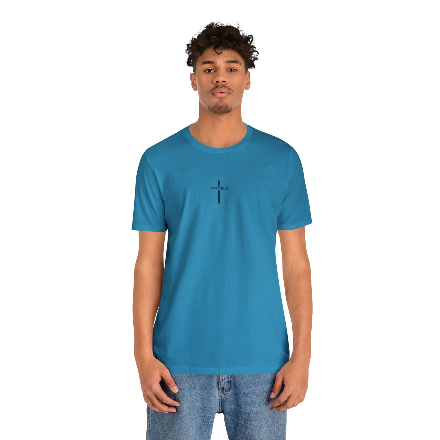 Jesus Walks Center Cross Short Sleeve Tee