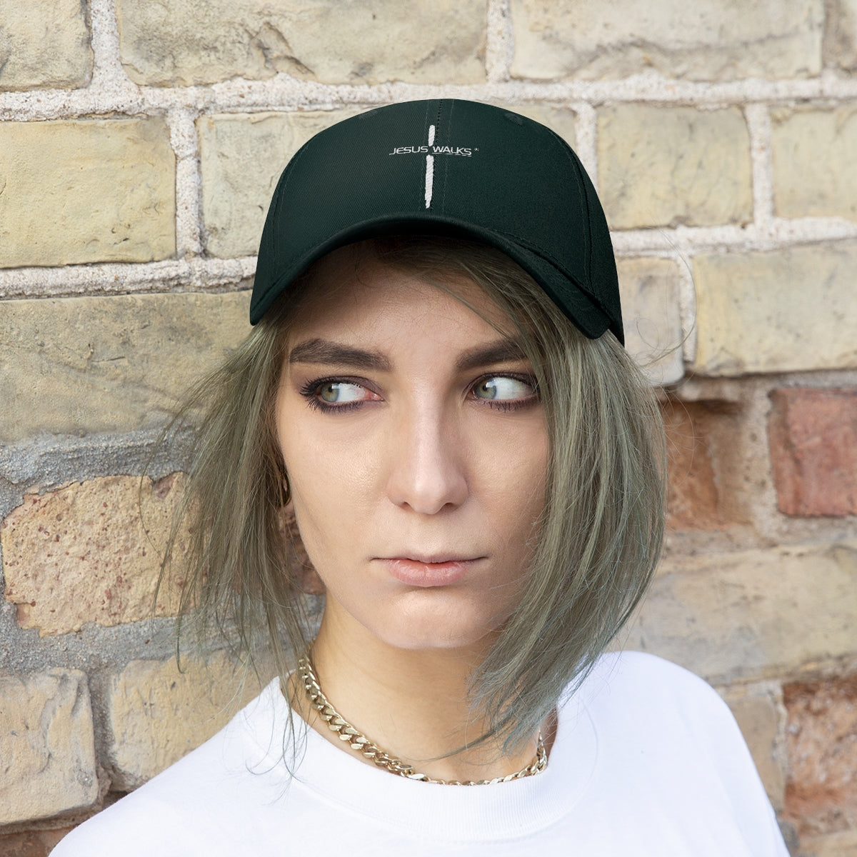 jesus-walks-unisex-cross-twill-hat. jpg