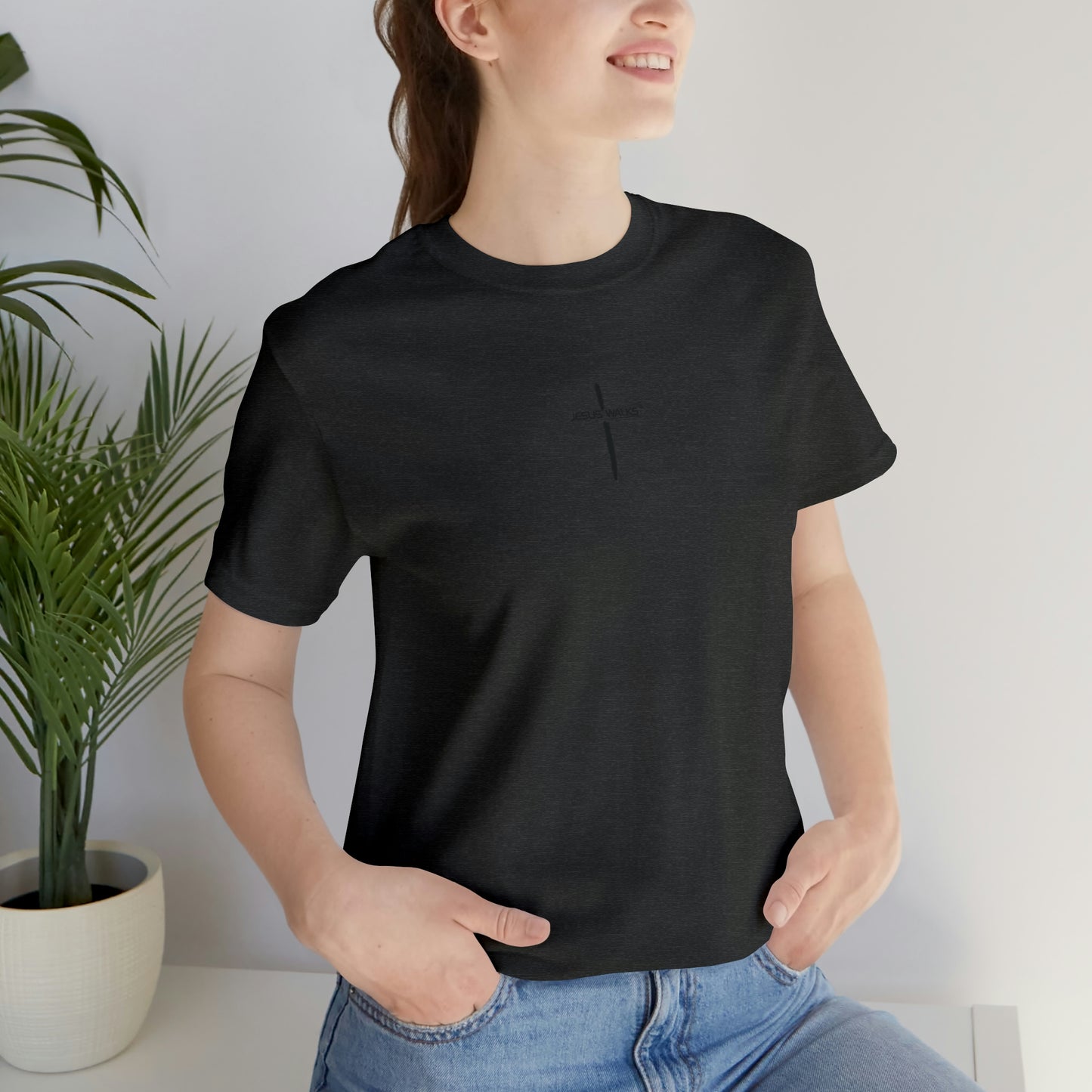 Jesus Walks Center Cross Short Sleeve Tee