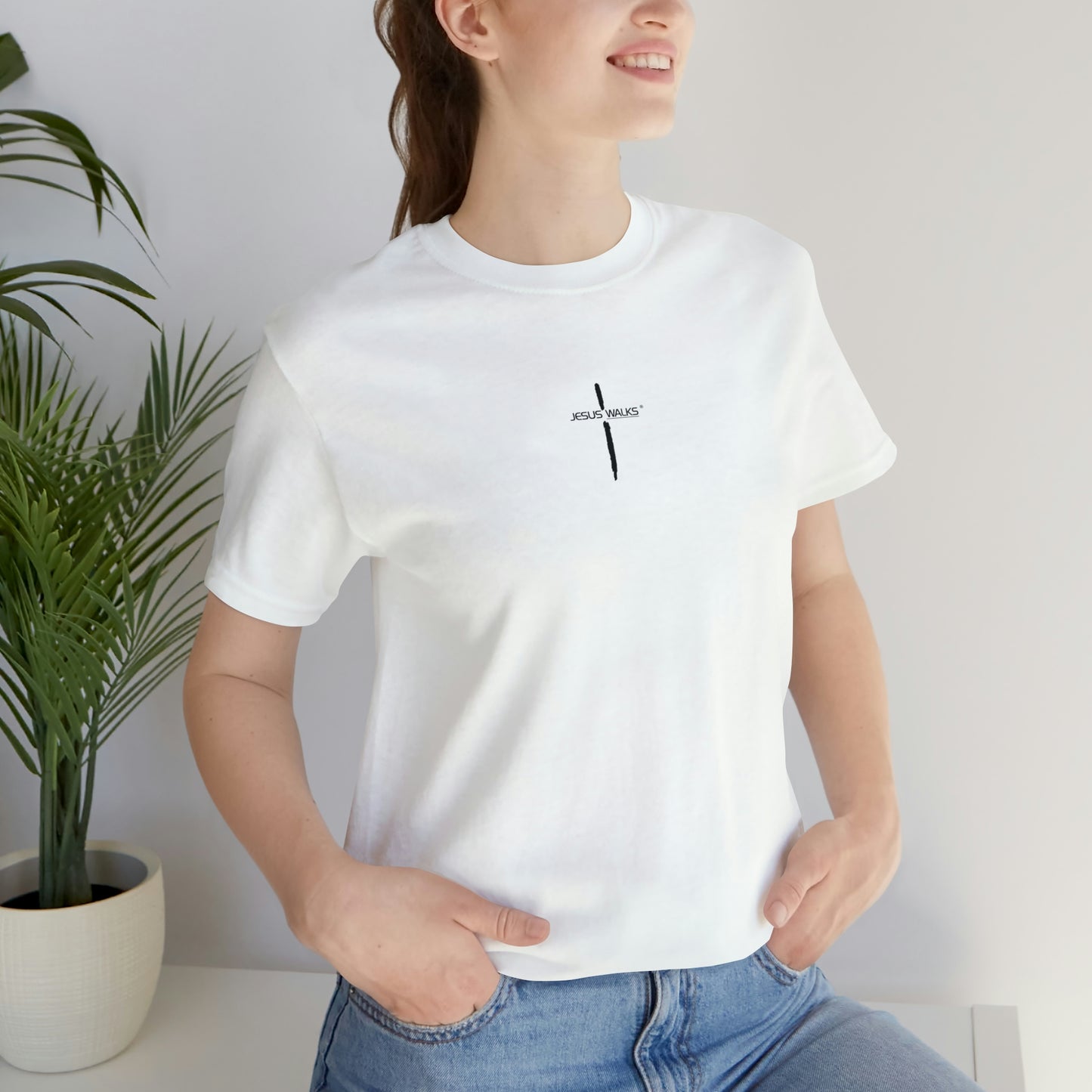 Jesus Walks Center Cross Short Sleeve Tee