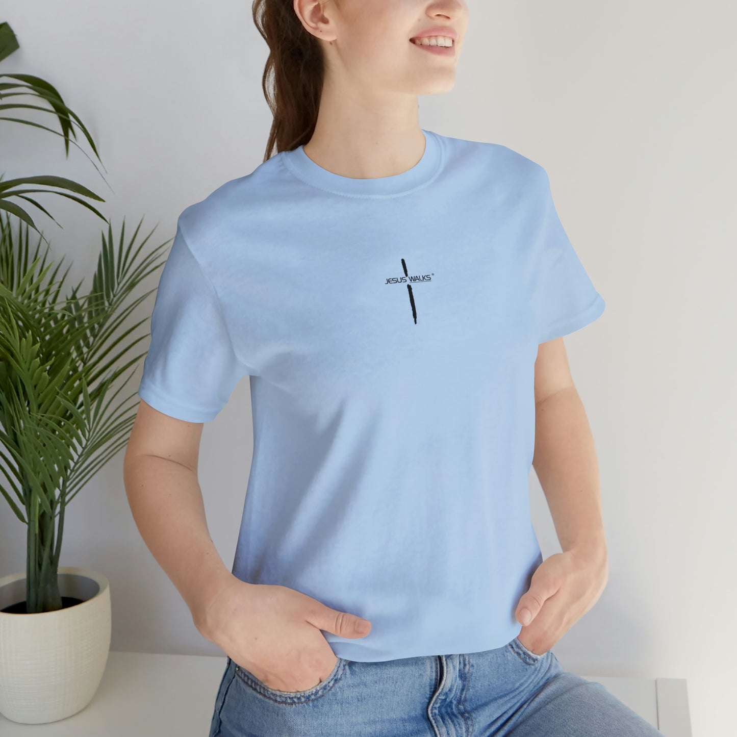 Jesus Walks Center Cross Short Sleeve Tee