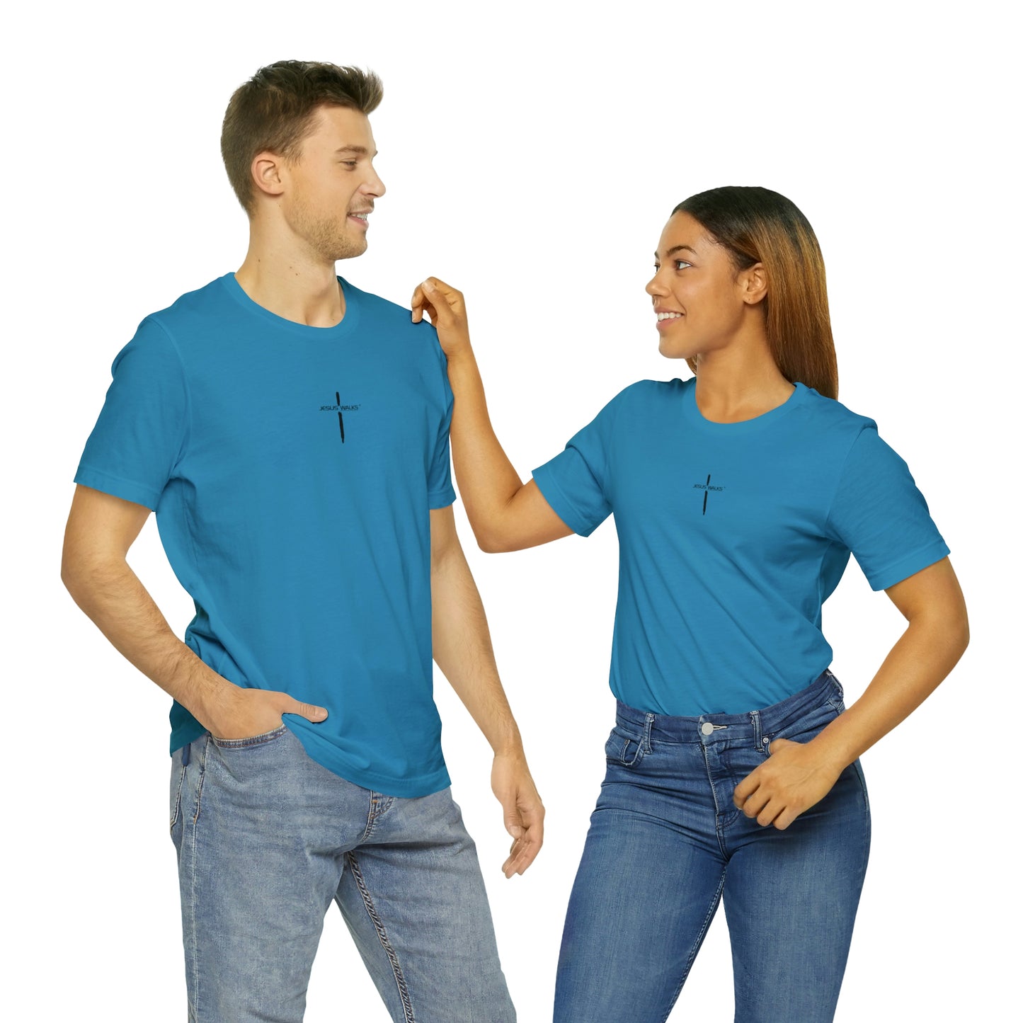 Jesus Walks Center Cross Short Sleeve Tee