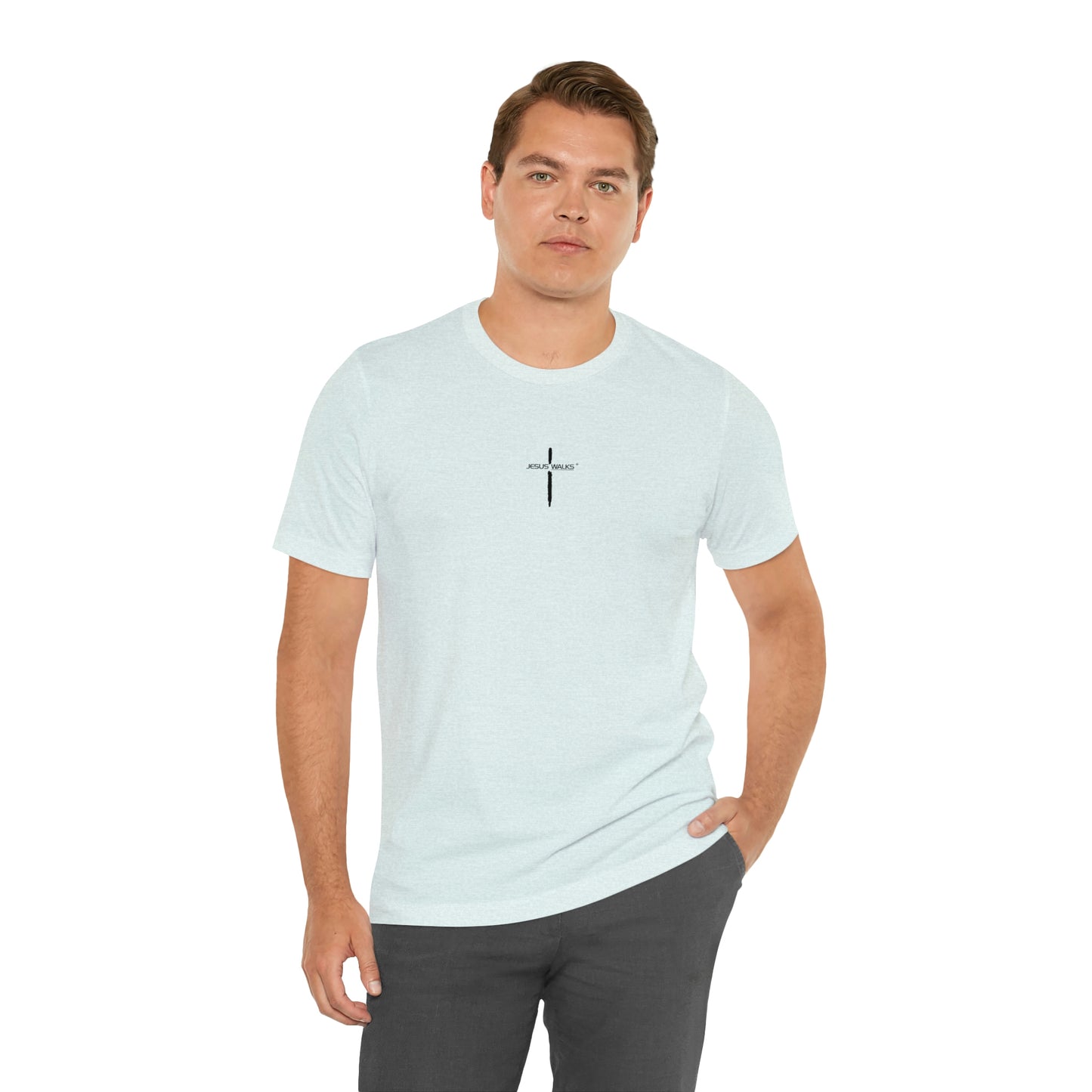 Jesus Walks Center Cross Short Sleeve Tee
