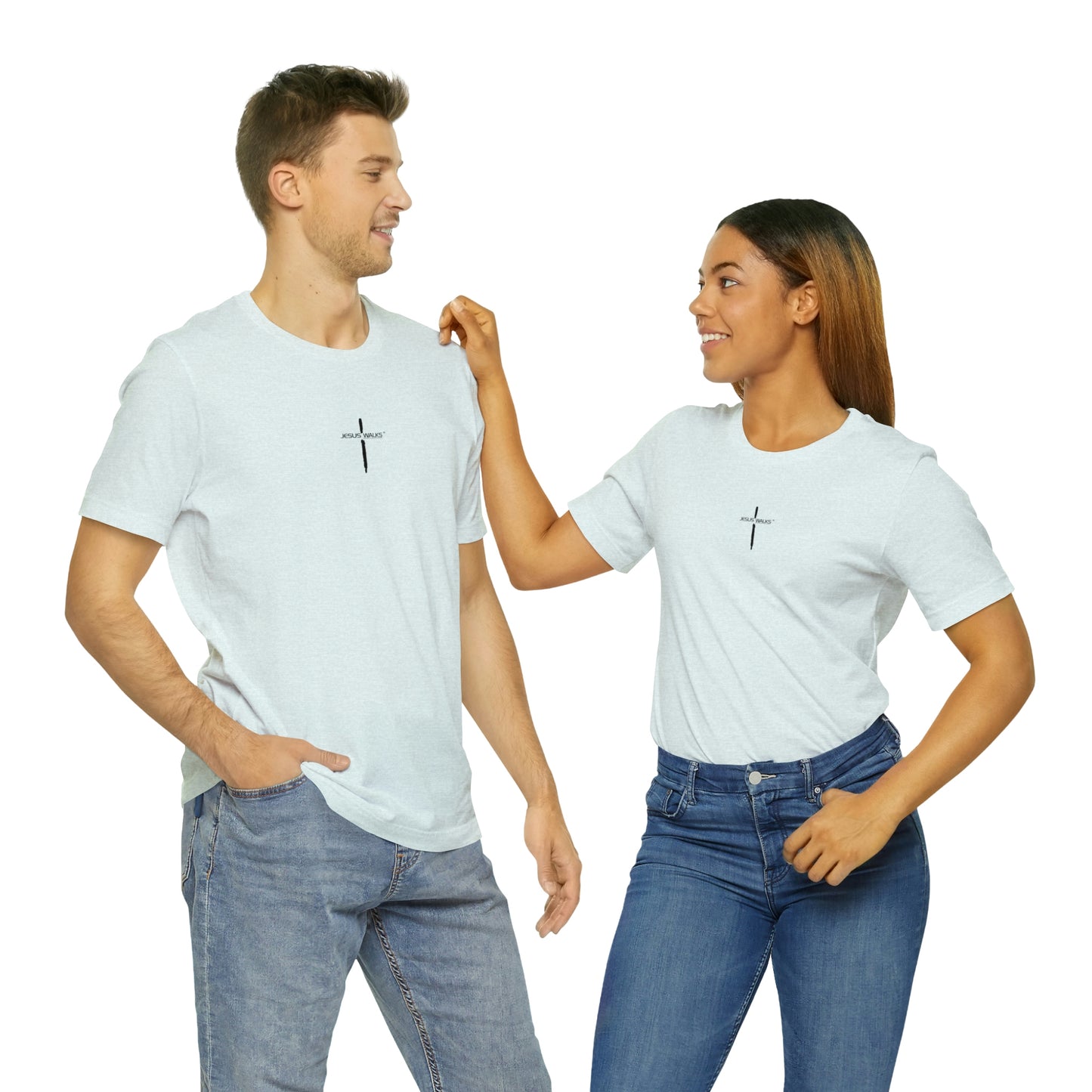 Jesus Walks Center Cross Short Sleeve Tee