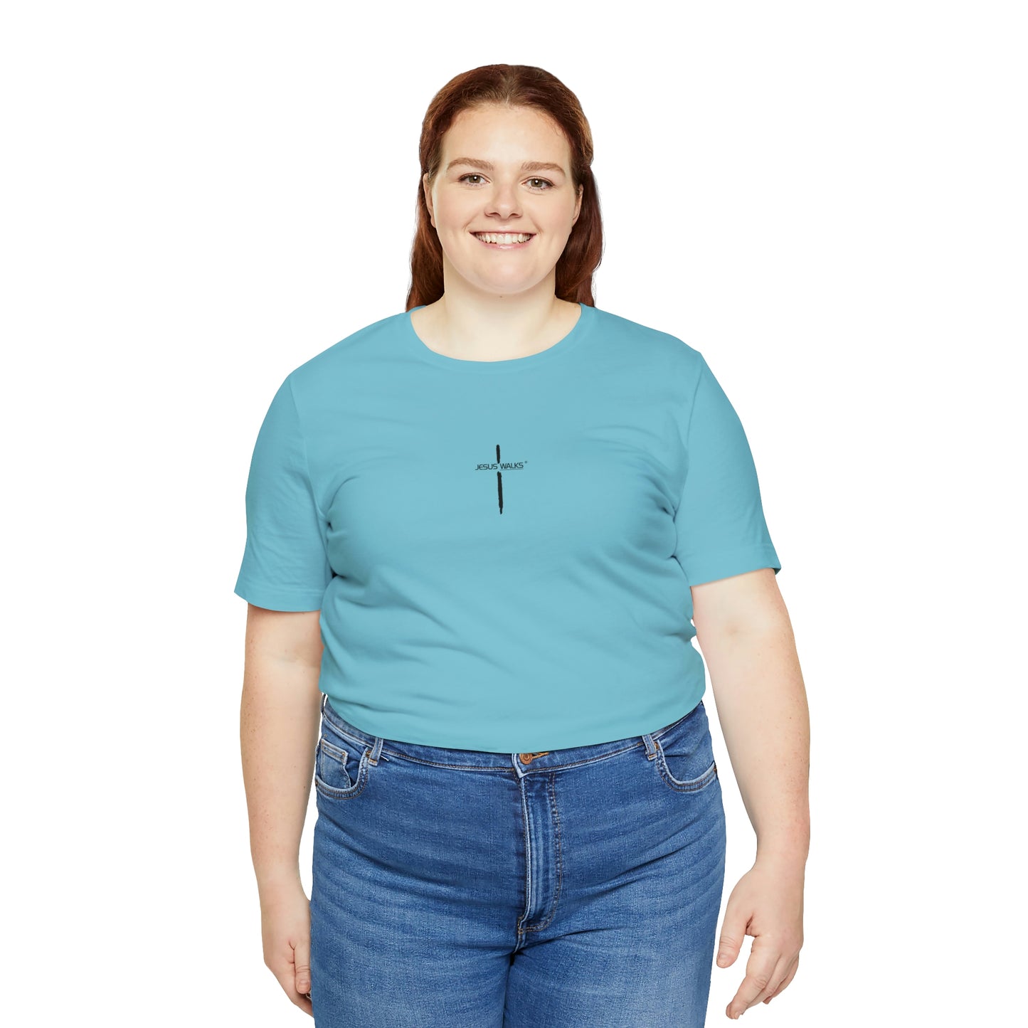 Jesus Walks Center Cross Short Sleeve Tee