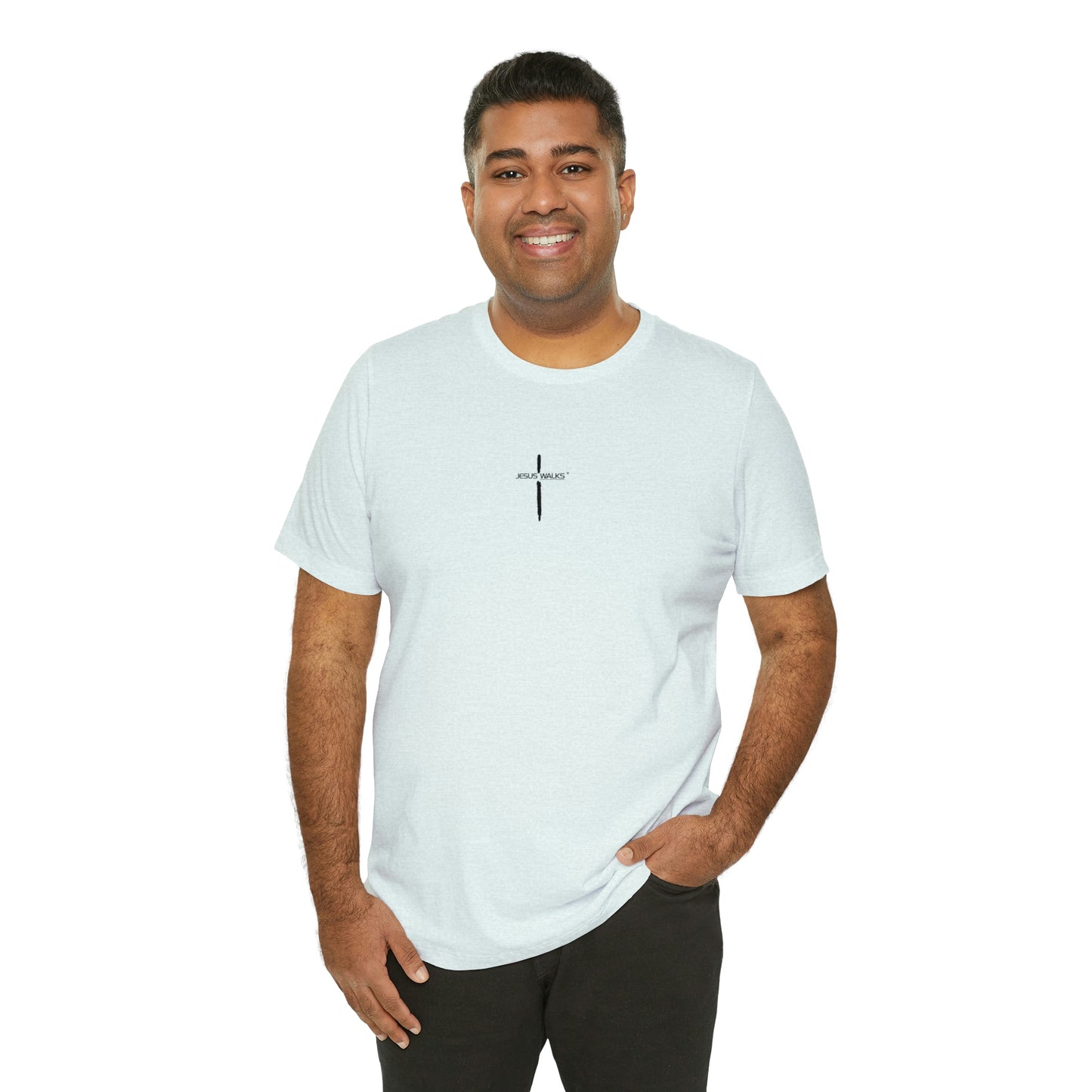 Jesus Walks Center Cross Short Sleeve Tee
