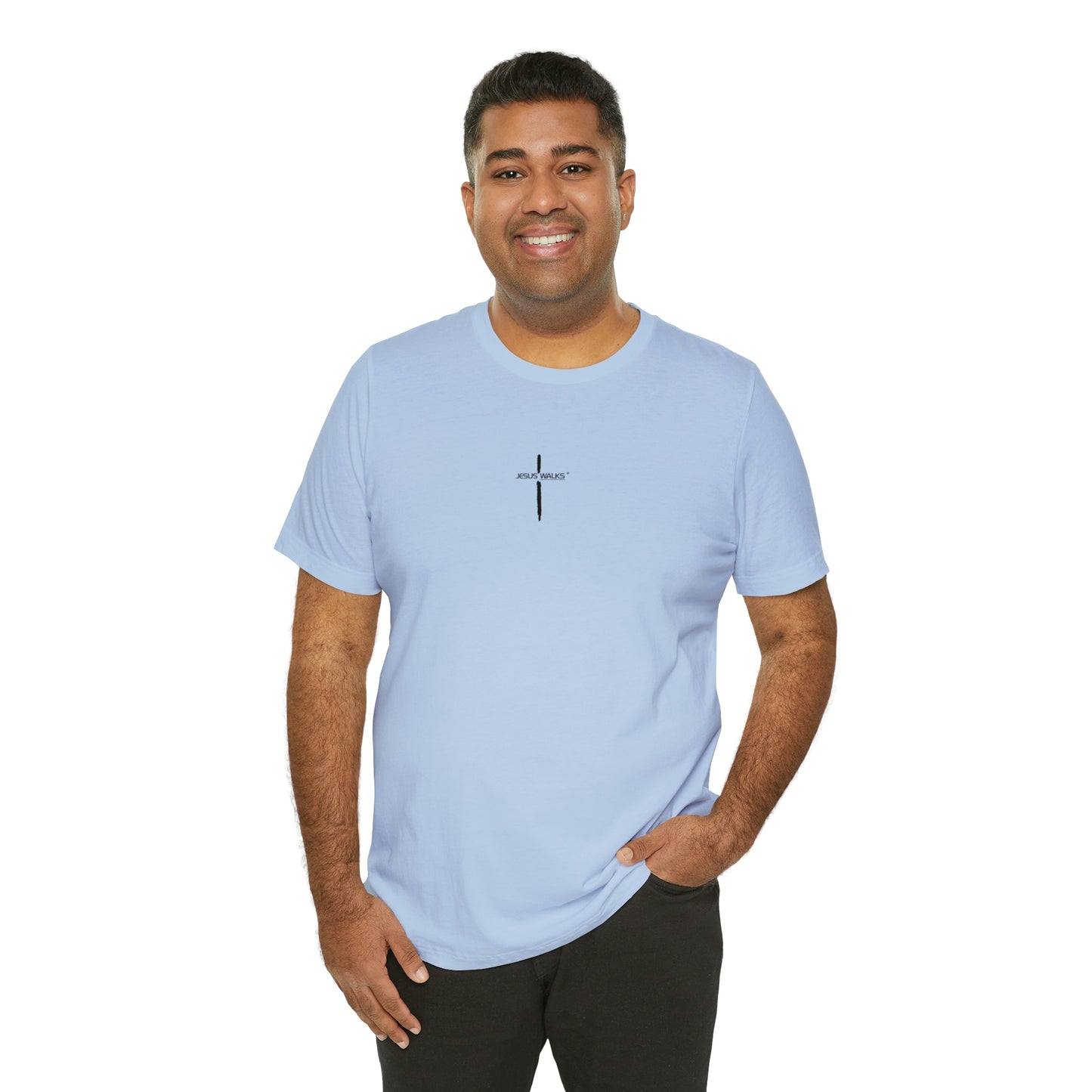 Jesus Walks Center Cross Short Sleeve Tee