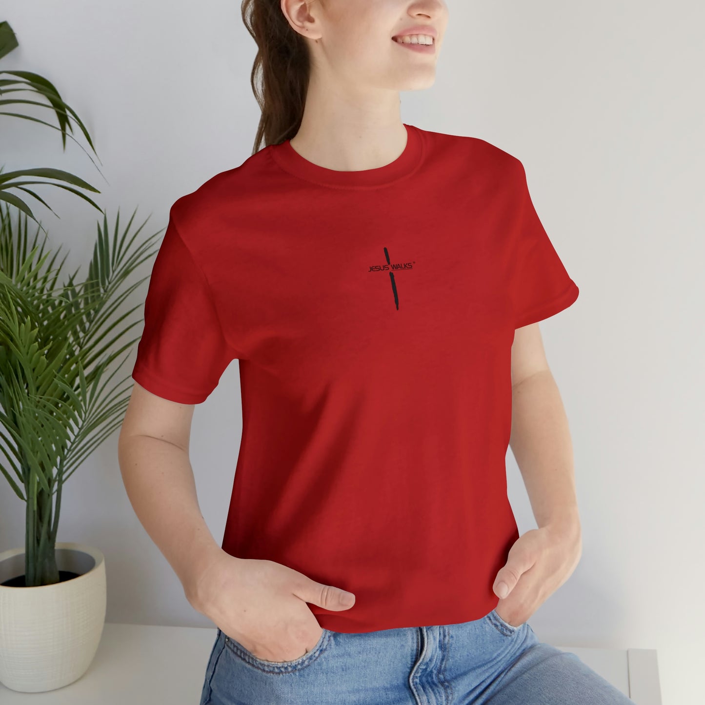 Jesus Walks Center Cross Short Sleeve Tee