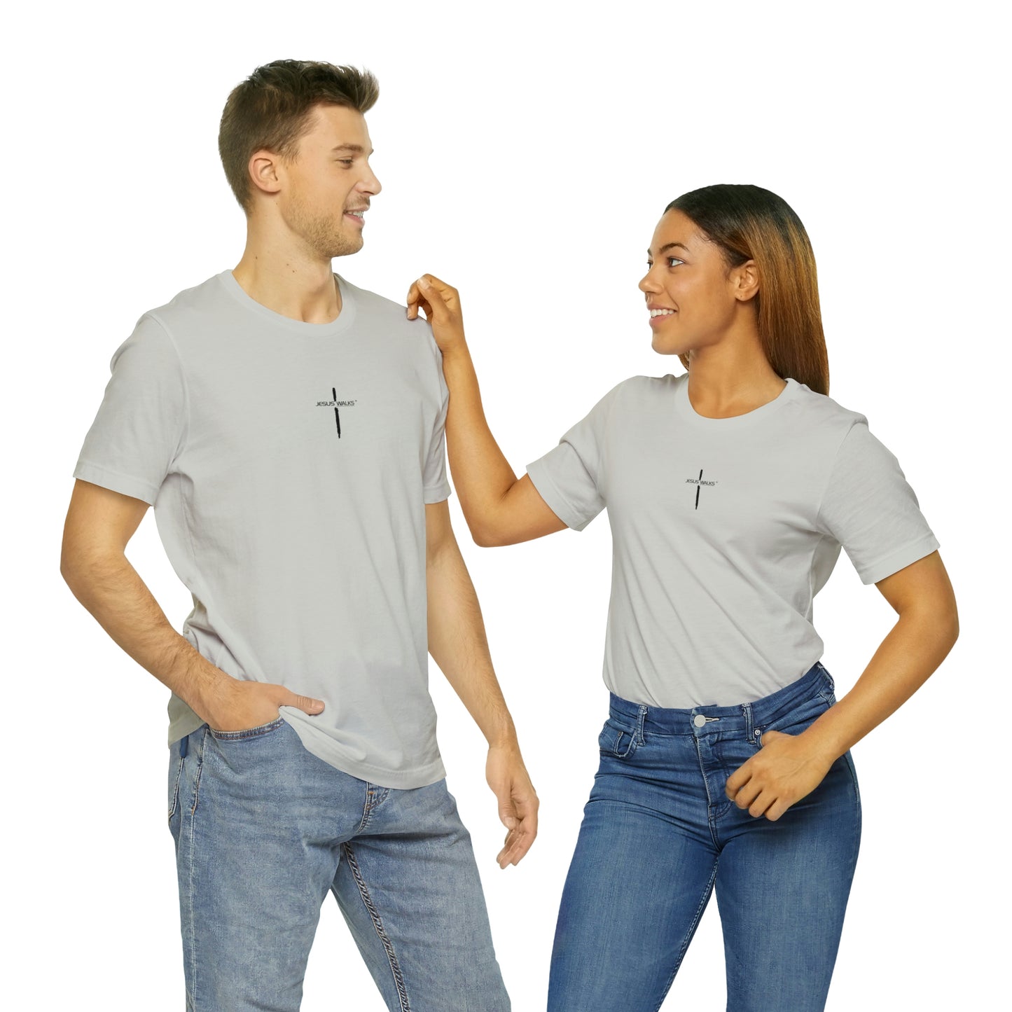 Jesus Walks Center Cross Short Sleeve Tee