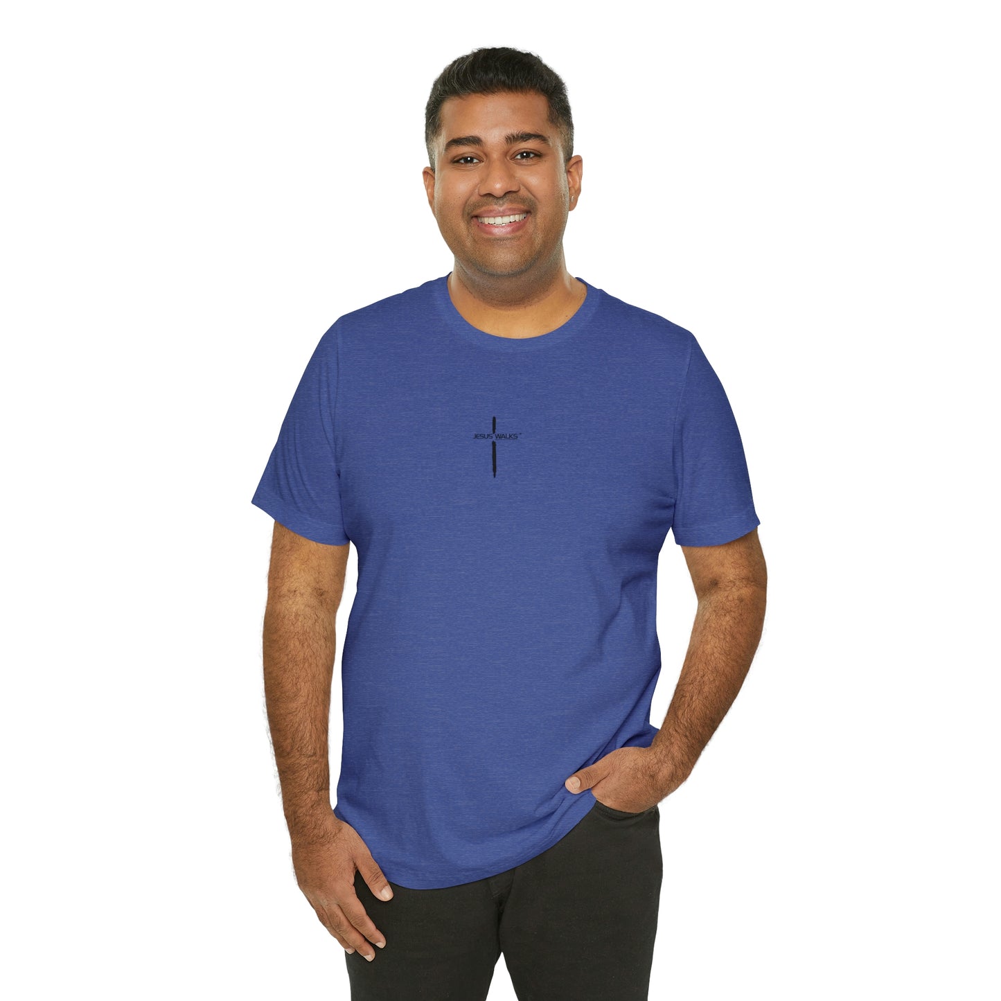 Jesus Walks Center Cross Short Sleeve Tee