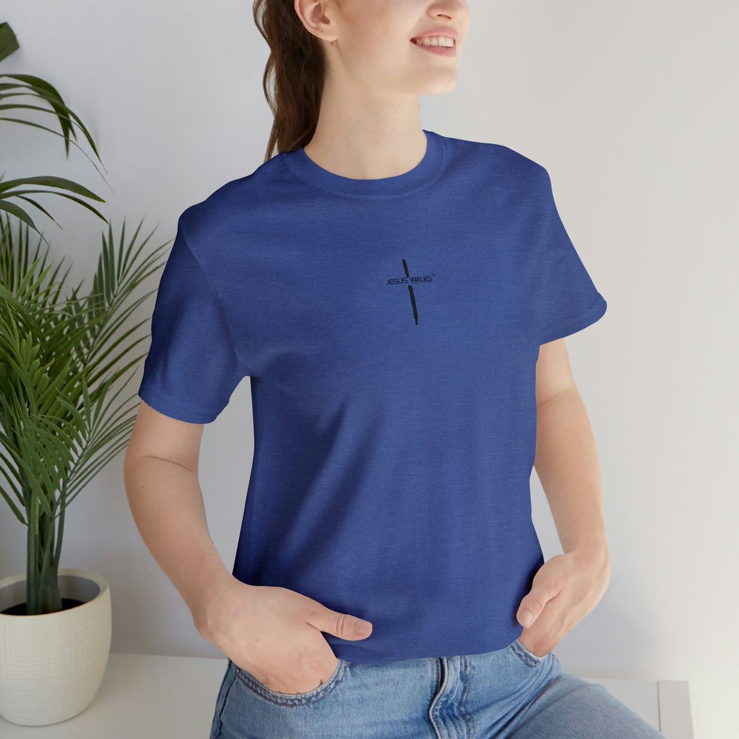 Jesus Walks Center Cross Short Sleeve Tee