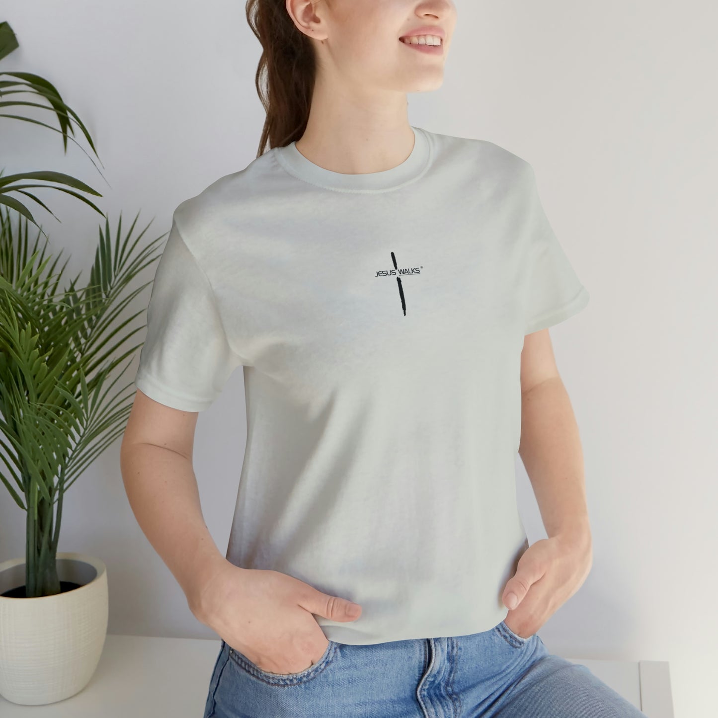 Jesus Walks Center Cross Short Sleeve Tee