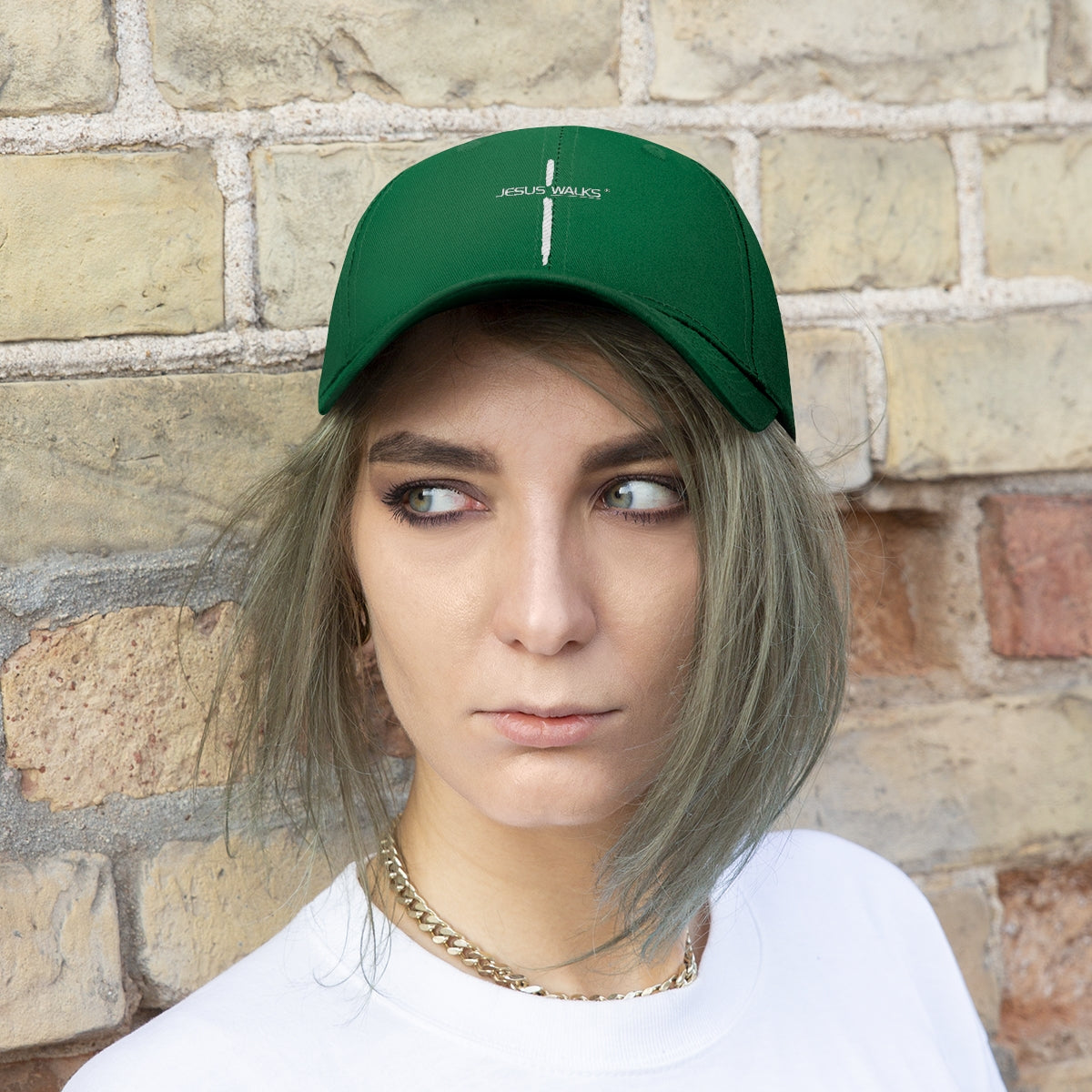 jesus-walks-unisex-cross-twill-hat. jpg