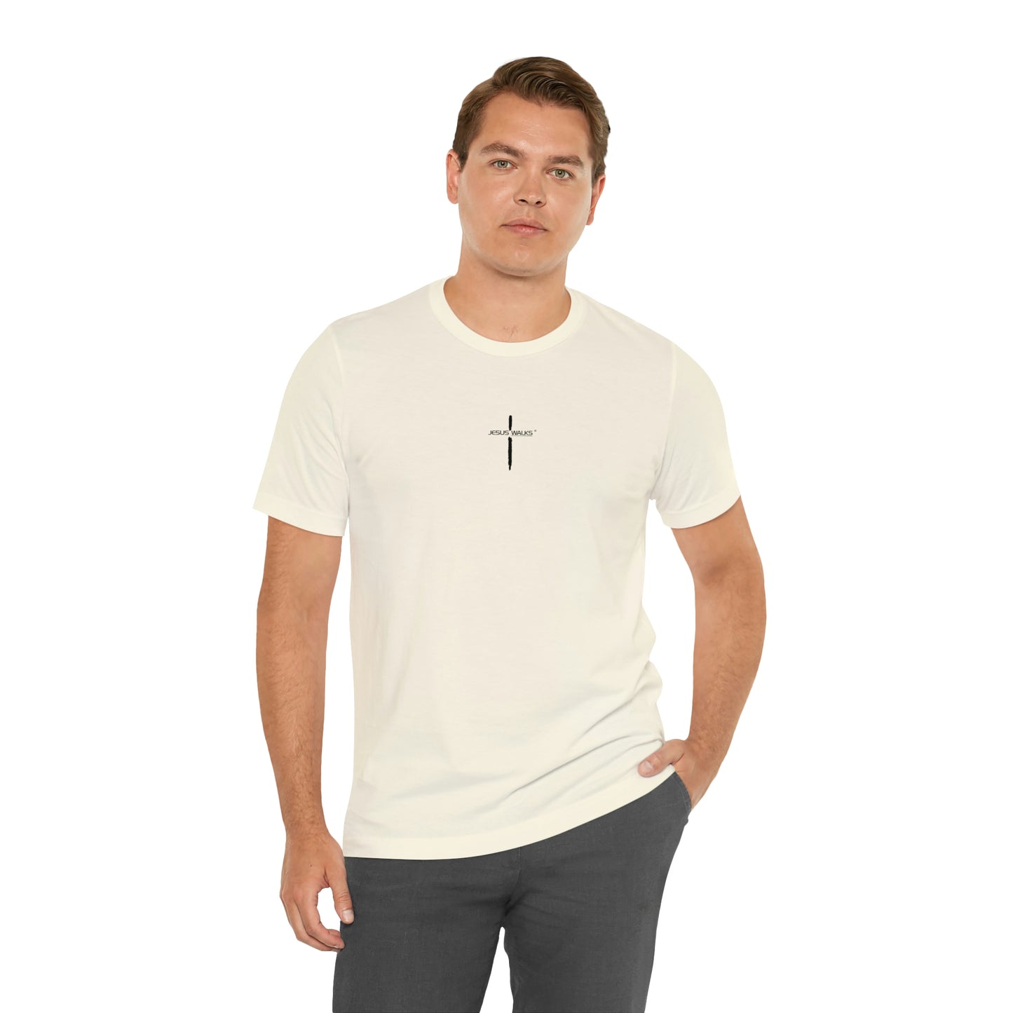 Jesus Walks Center Cross Short Sleeve Tee