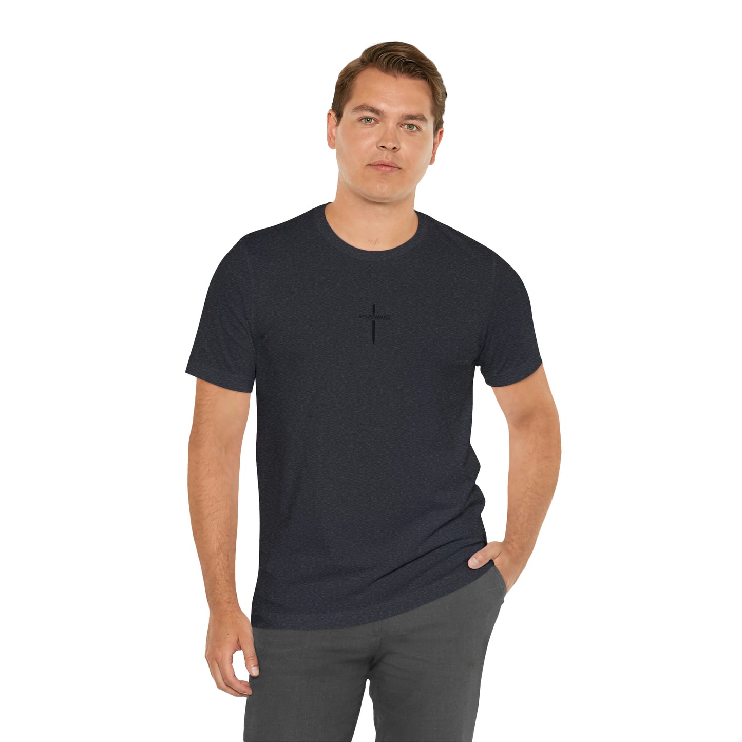 Jesus Walks Center Cross Short Sleeve Tee