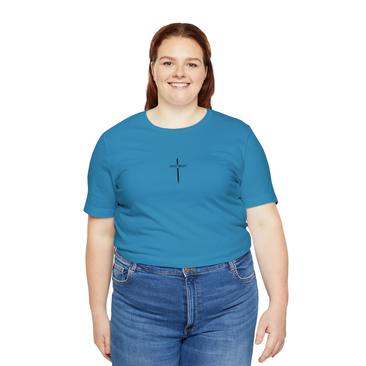 Jesus Walks Center Cross Short Sleeve Tee
