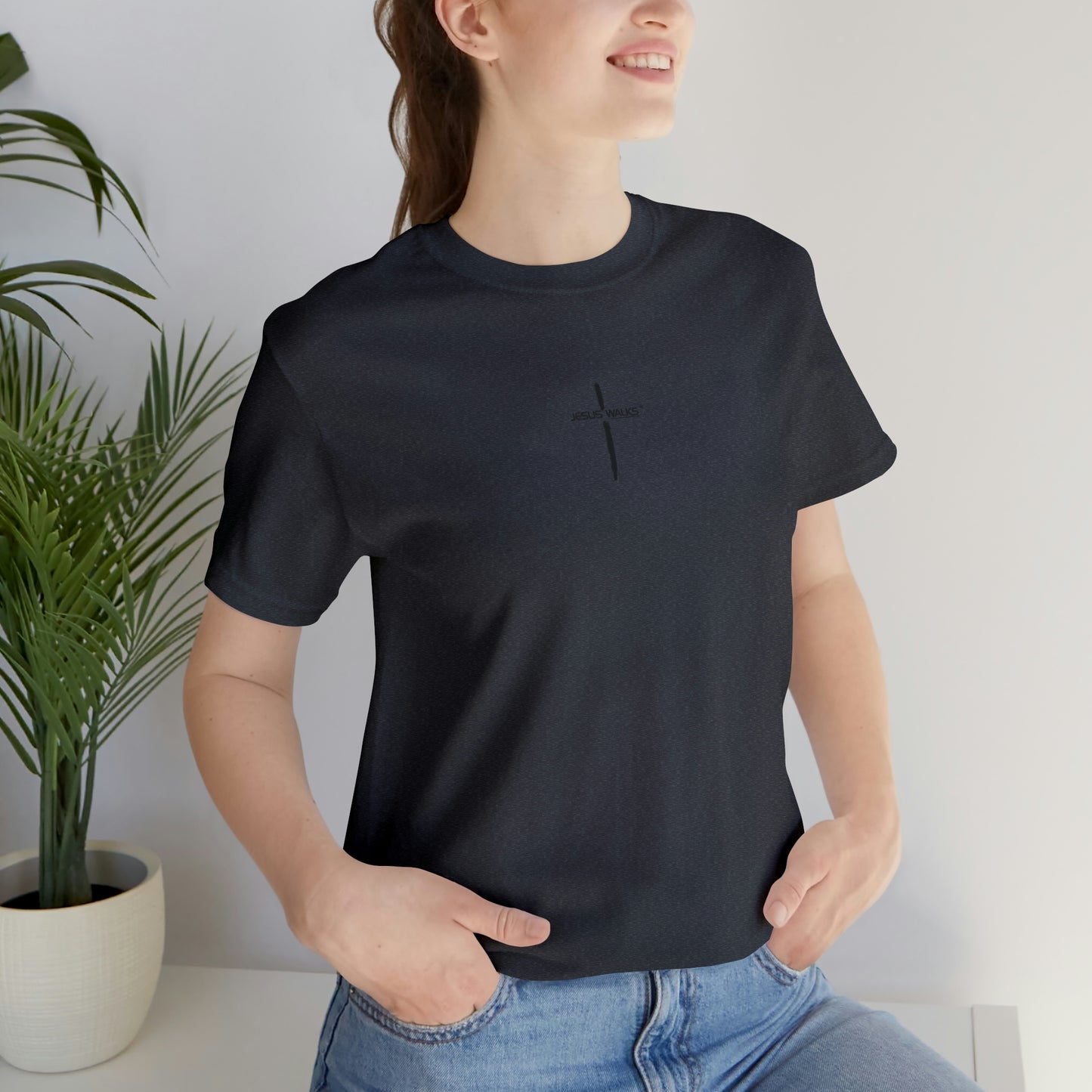 Jesus Walks Center Cross Short Sleeve Tee