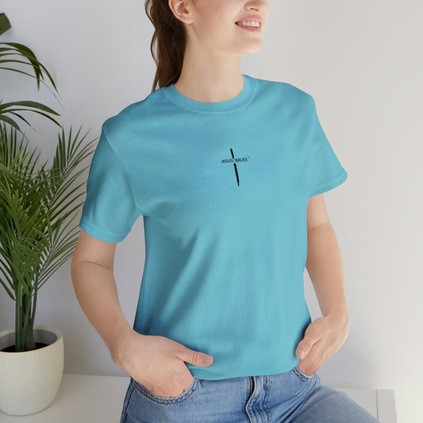 Jesus Walks Center Cross Short Sleeve Tee