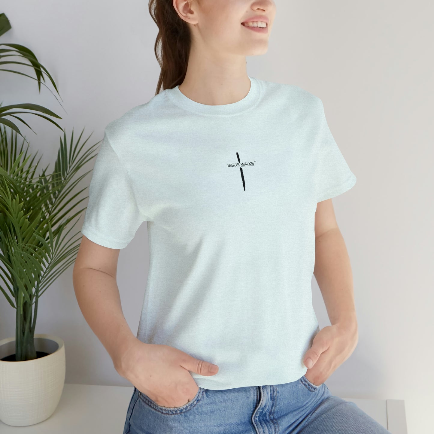 Jesus Walks Center Cross Short Sleeve Tee