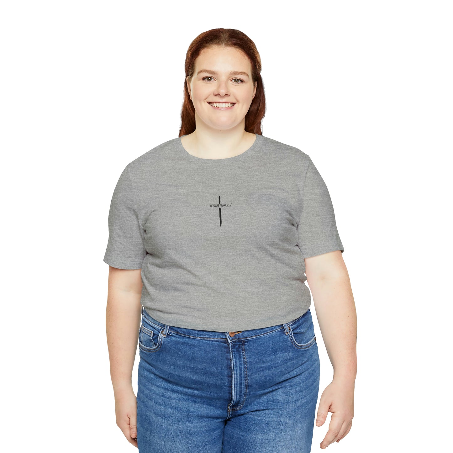 Jesus Walks Center Cross Short Sleeve Tee