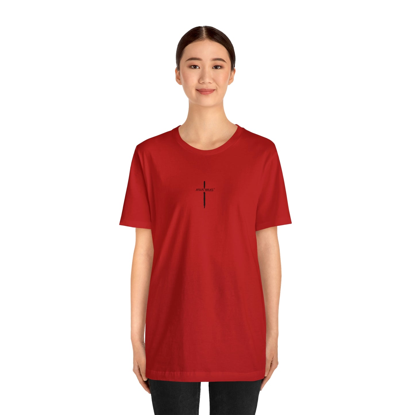 Jesus Walks Center Cross Short Sleeve Tee