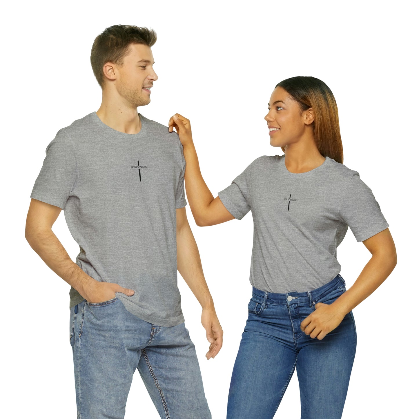 Jesus Walks Center Cross Short Sleeve Tee