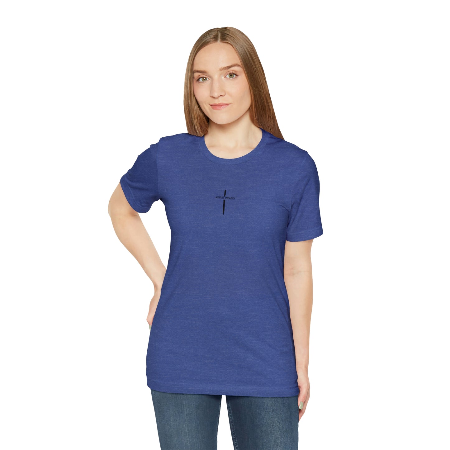 Jesus Walks Center Cross Short Sleeve Tee