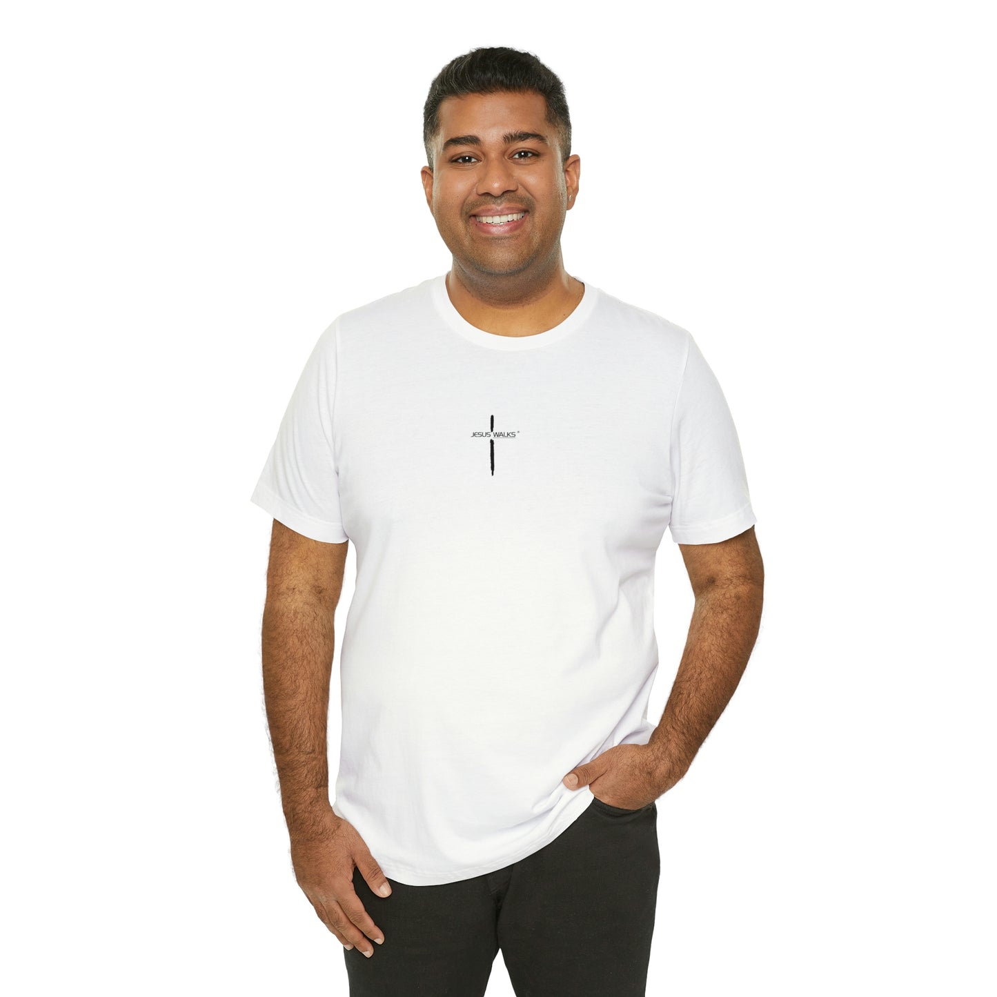 Jesus Walks Center Cross Short Sleeve Tee