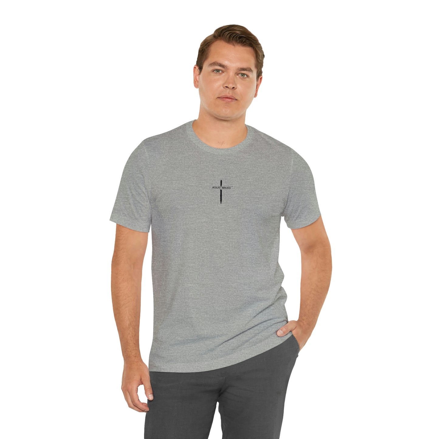 Jesus Walks Center Cross Short Sleeve Tee
