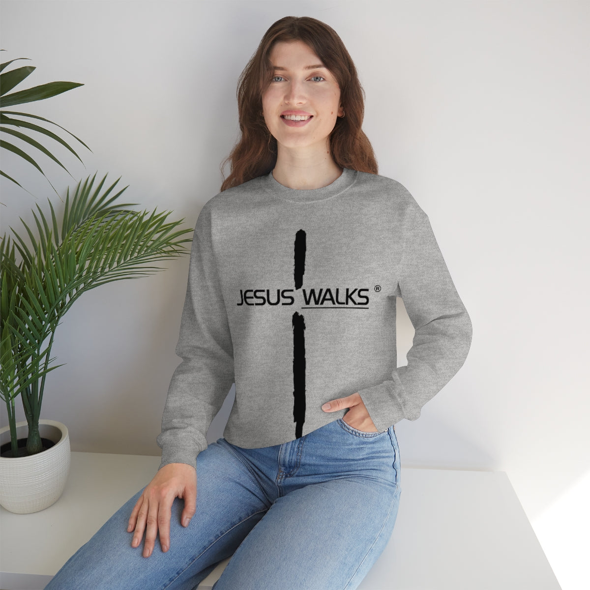 Jesus Walks Unisex Heavy Blend™ Crewneck Sweatshirt