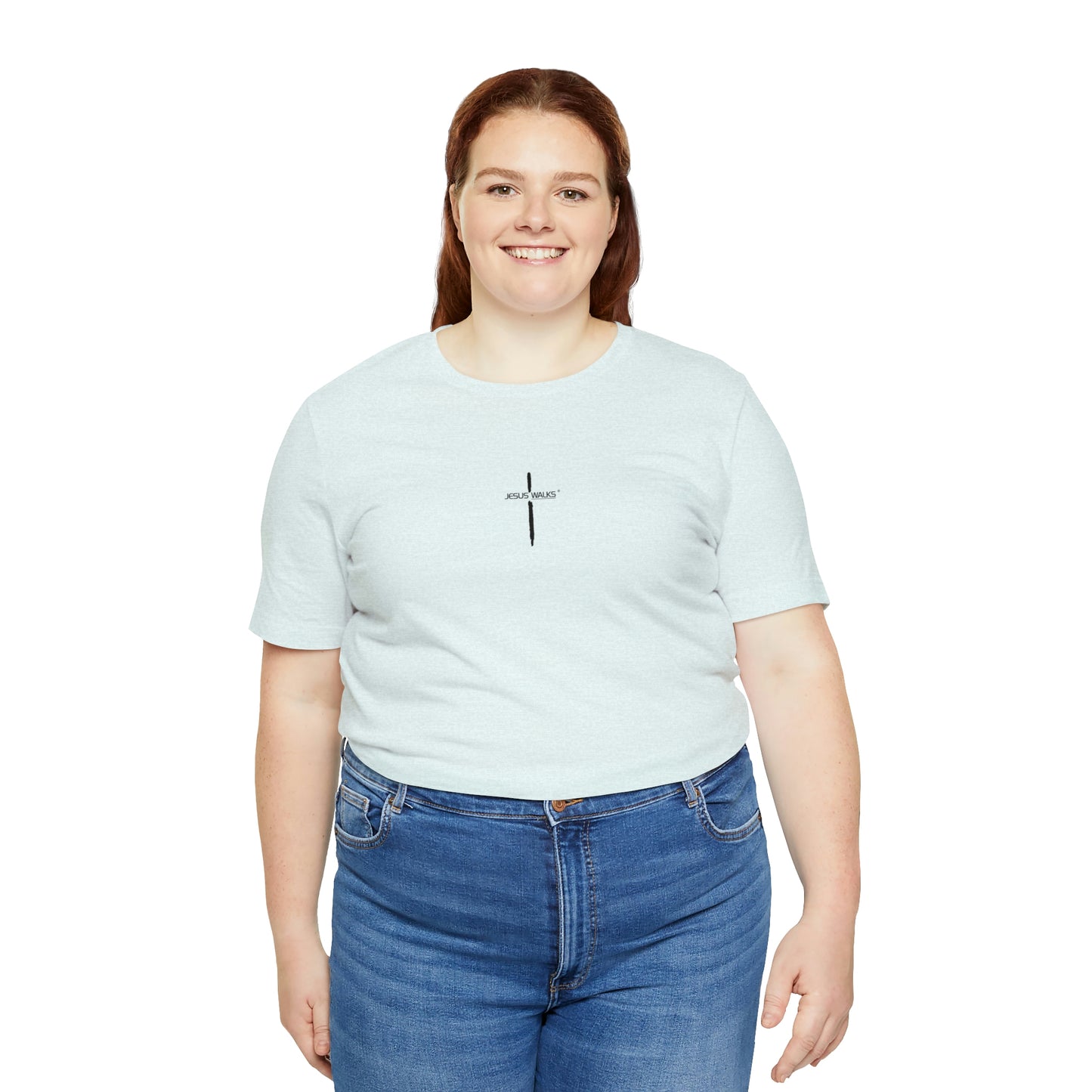 Jesus Walks Center Cross Short Sleeve Tee