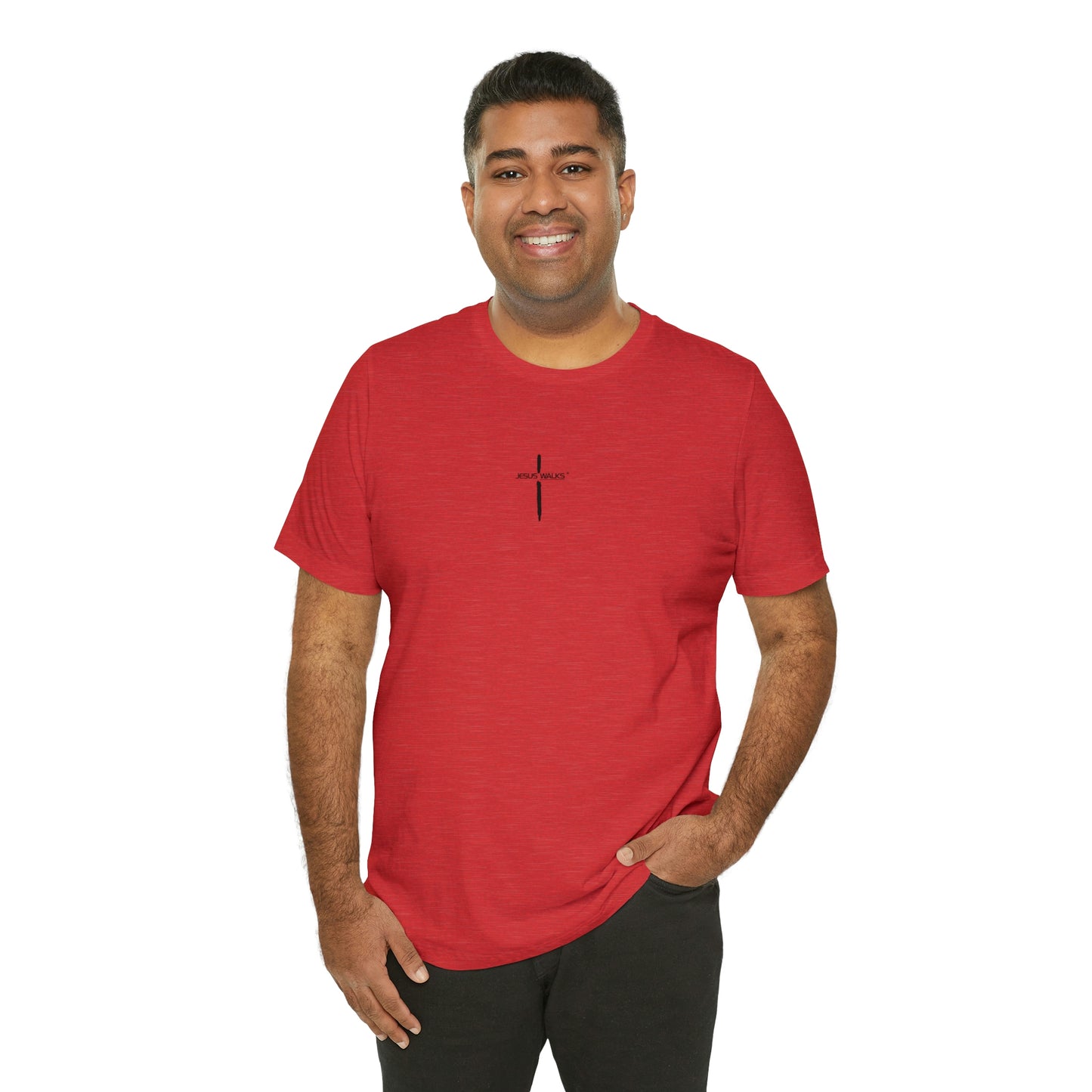 Jesus Walks Center Cross Short Sleeve Tee