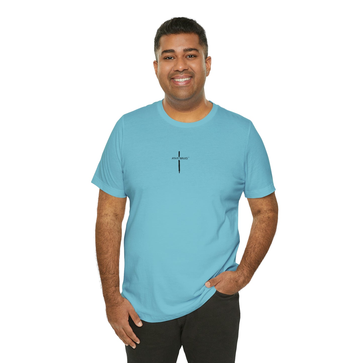 Jesus Walks Center Cross Short Sleeve Tee