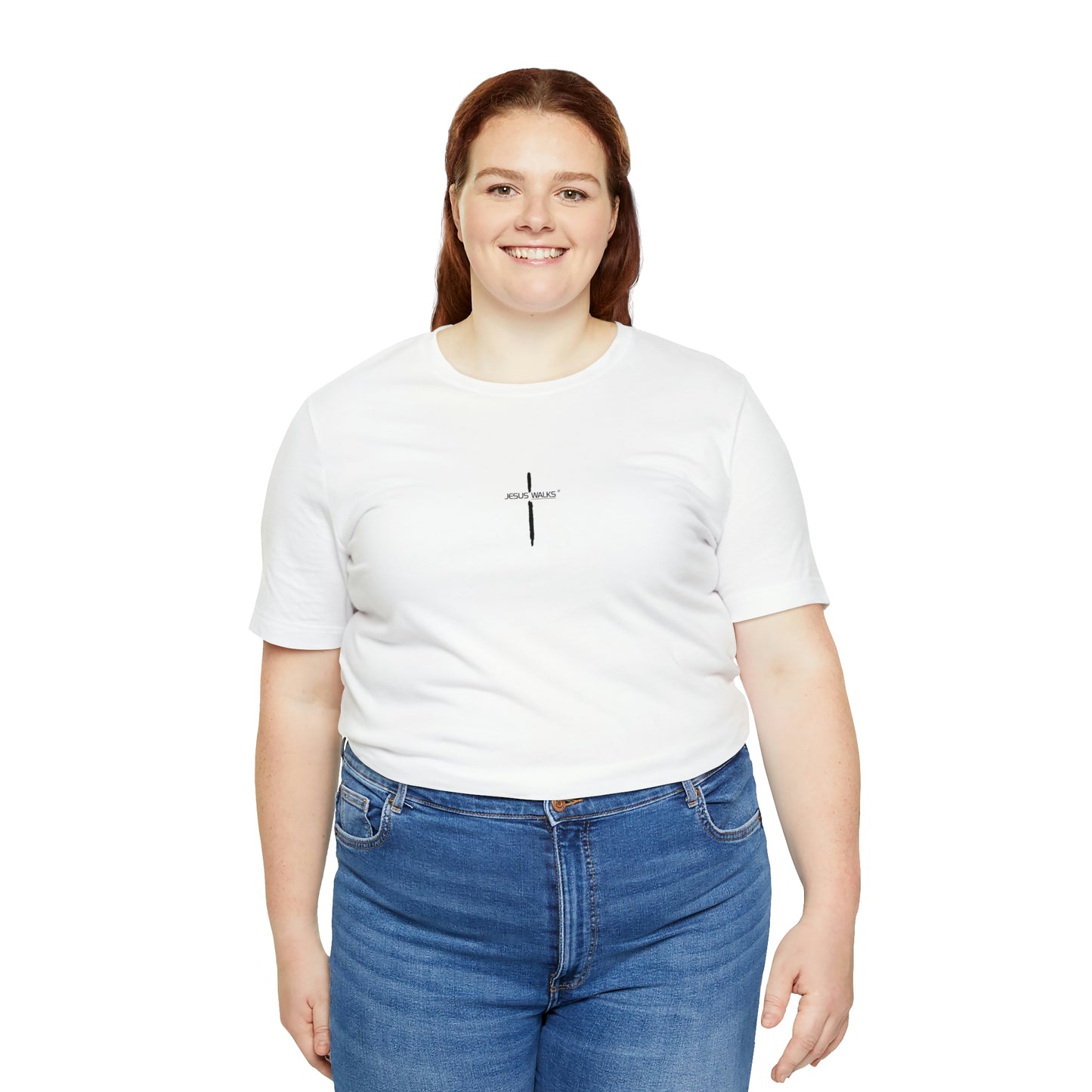 Jesus Walks Center Cross Short Sleeve Tee