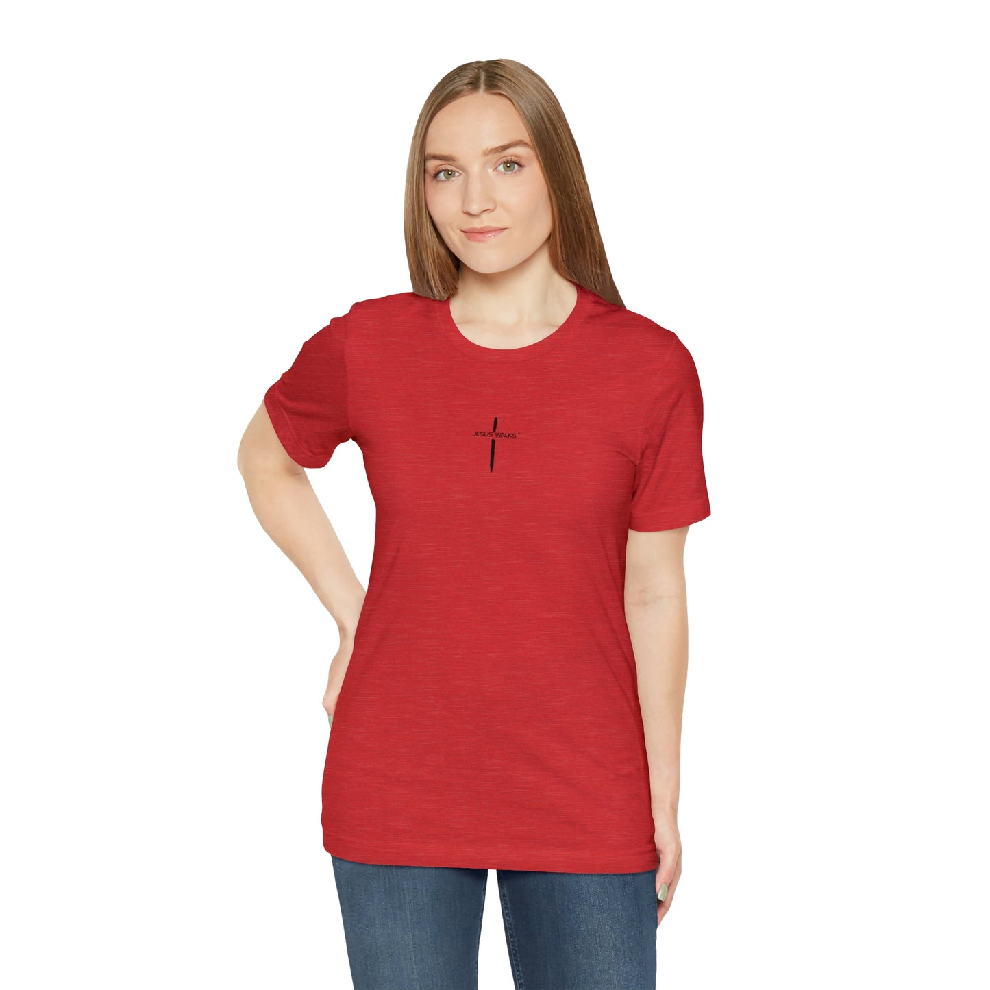 Jesus Walks Center Cross Short Sleeve Tee