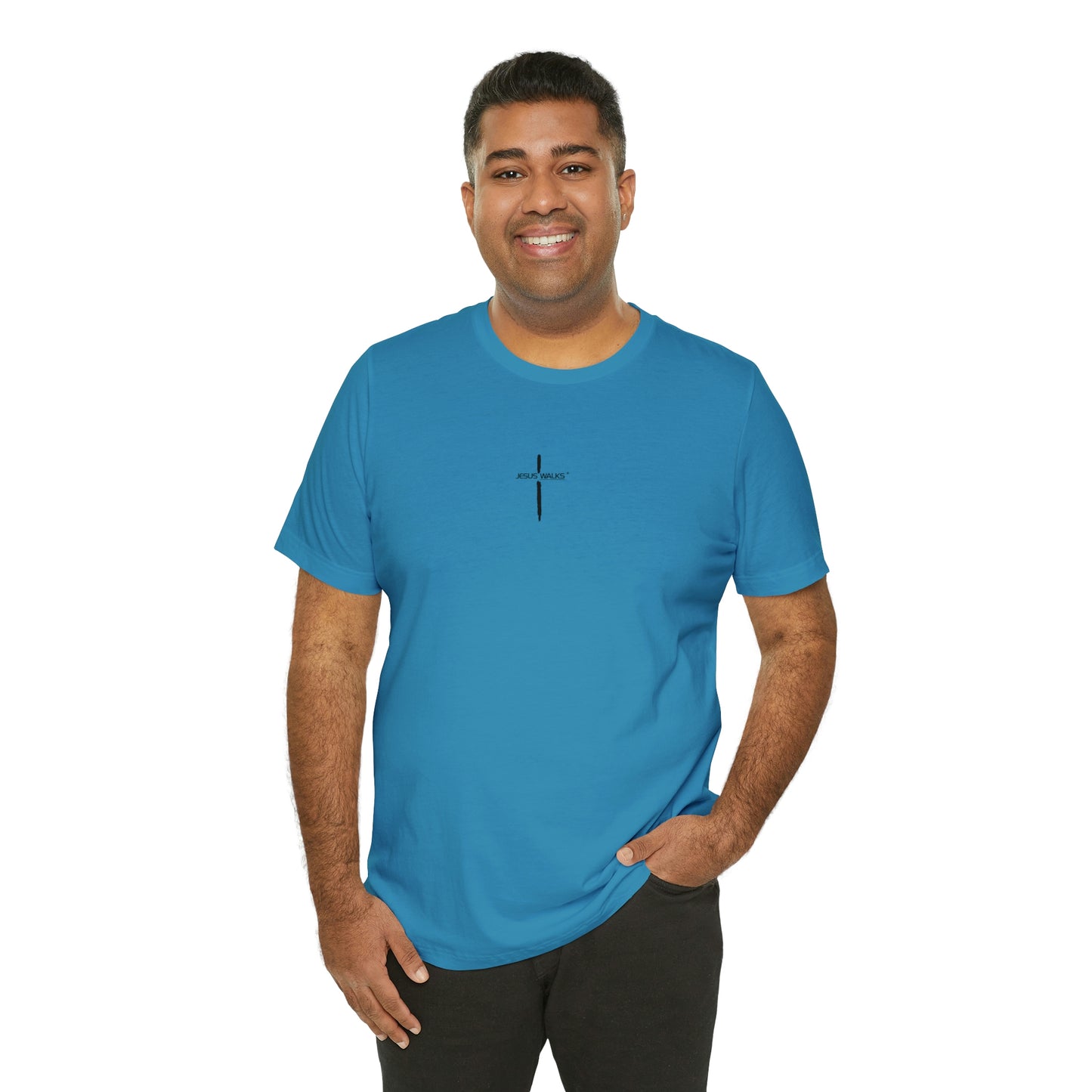 Jesus Walks Center Cross Short Sleeve Tee