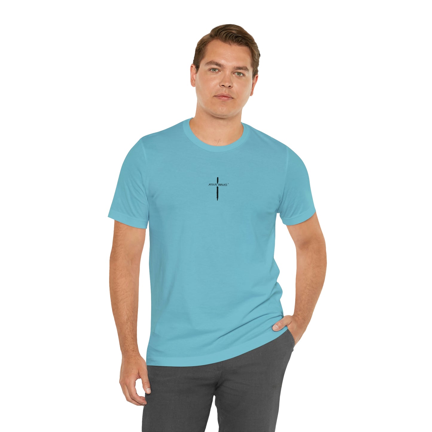 Jesus Walks Center Cross Short Sleeve Tee