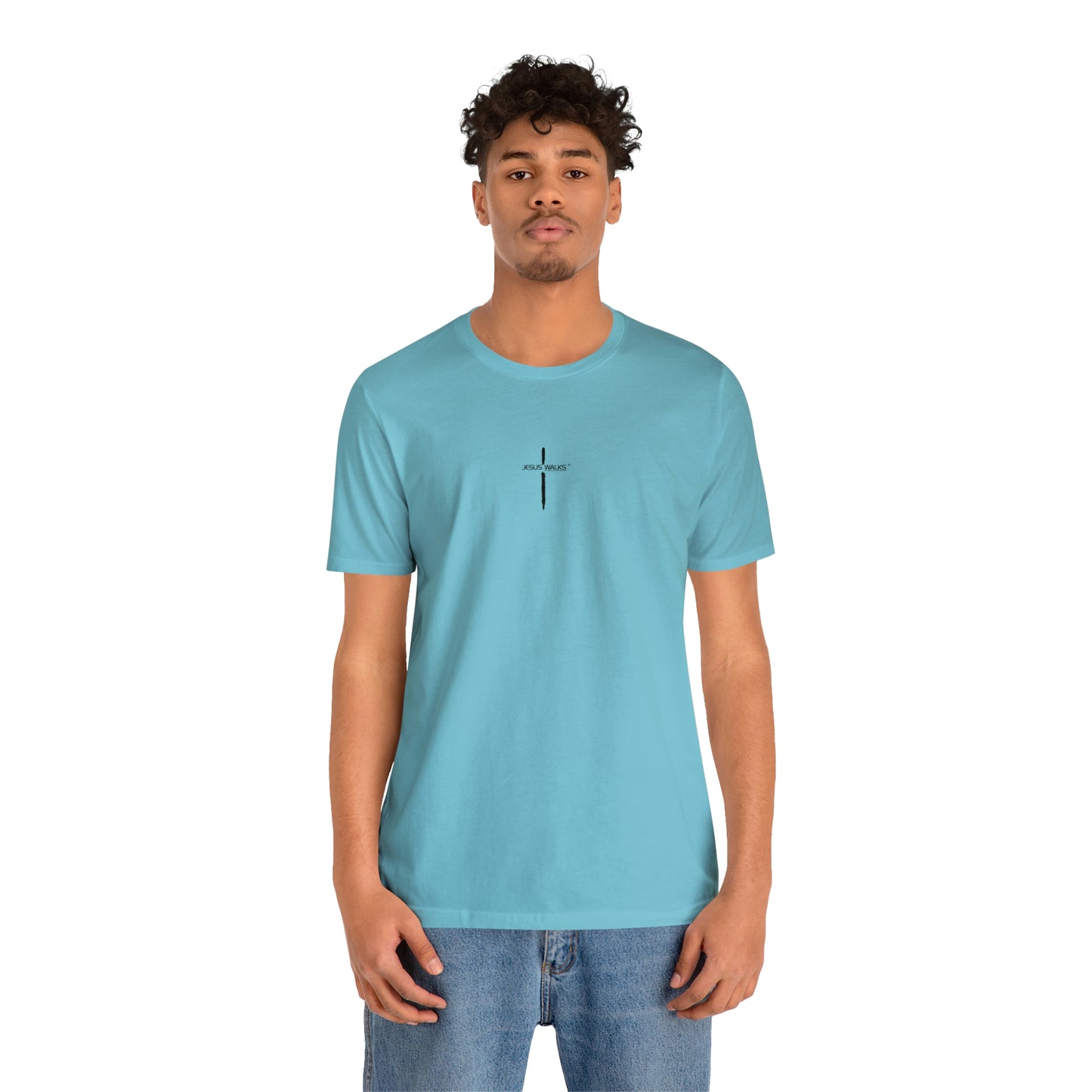 Jesus Walks Center Cross Short Sleeve Tee