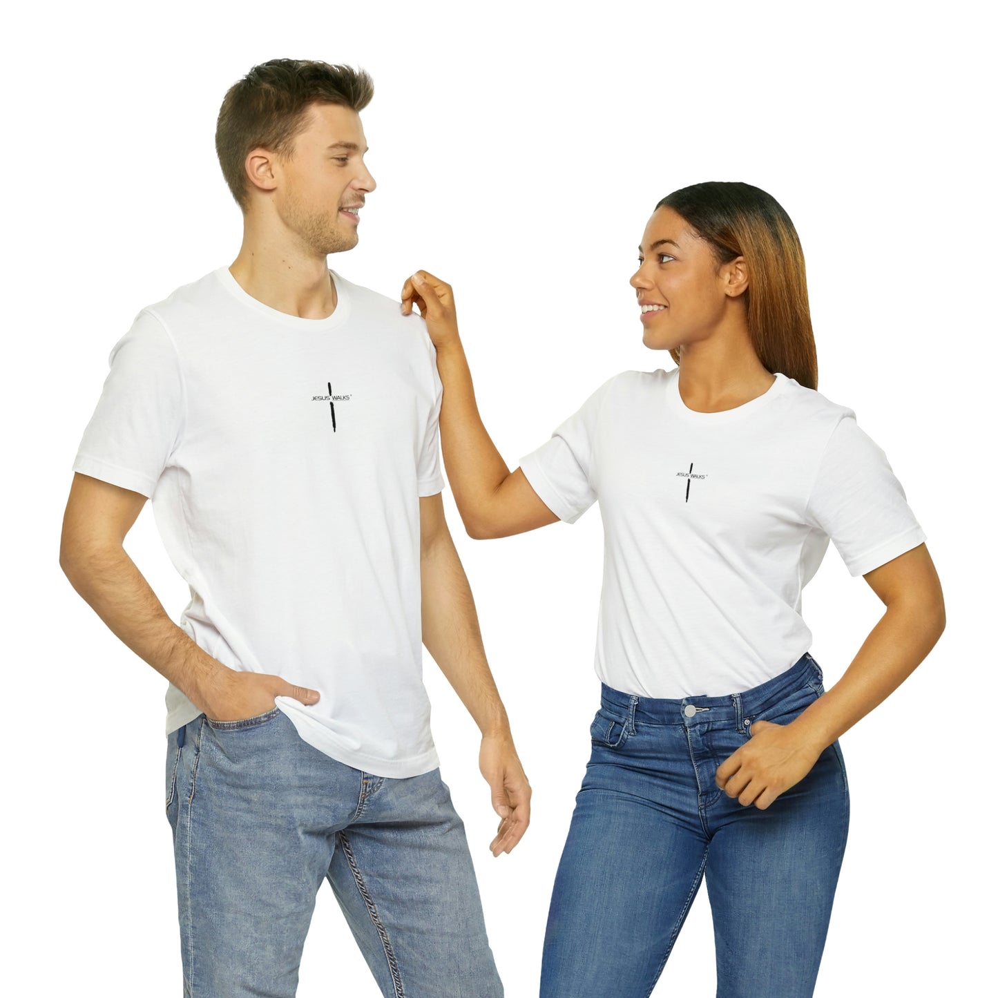 Jesus Walks Center Cross Short Sleeve Tee