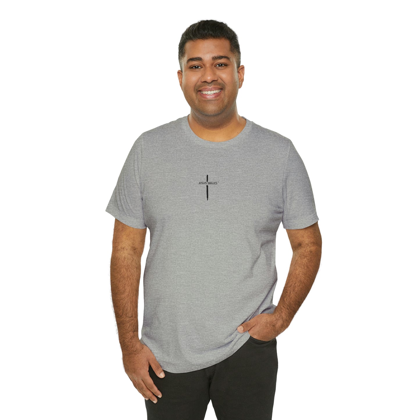 Jesus Walks Center Cross Short Sleeve Tee