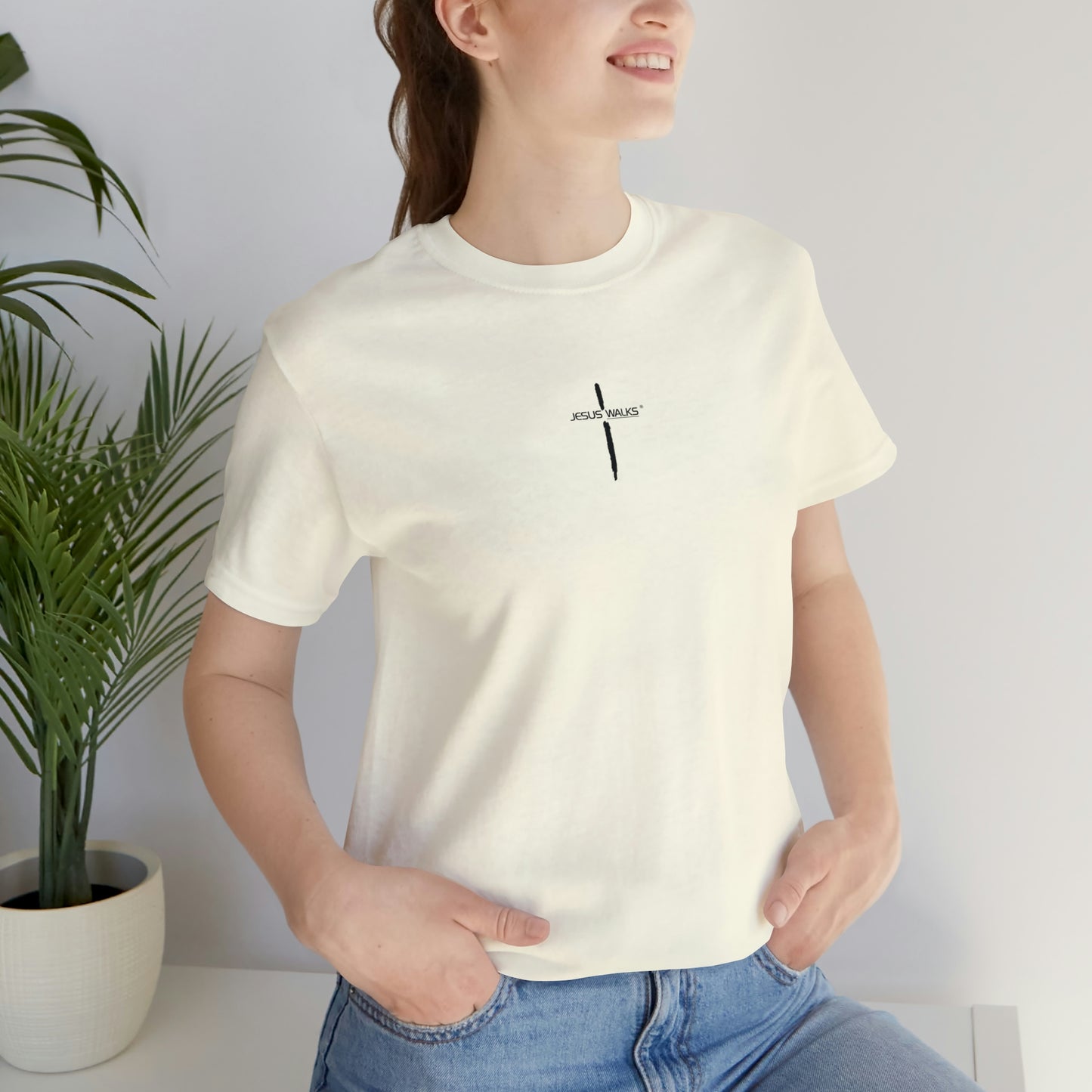 Jesus Walks Center Cross Short Sleeve Tee