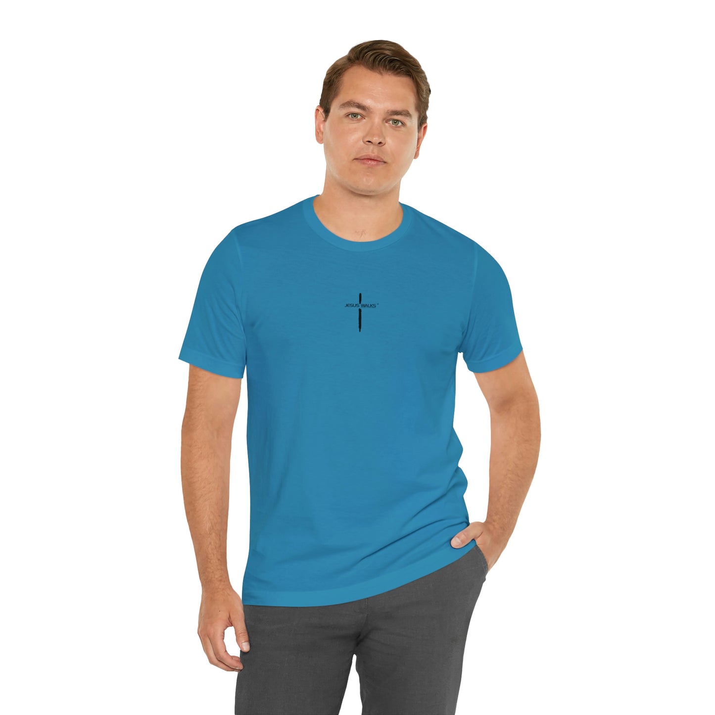 Jesus Walks Center Cross Short Sleeve Tee
