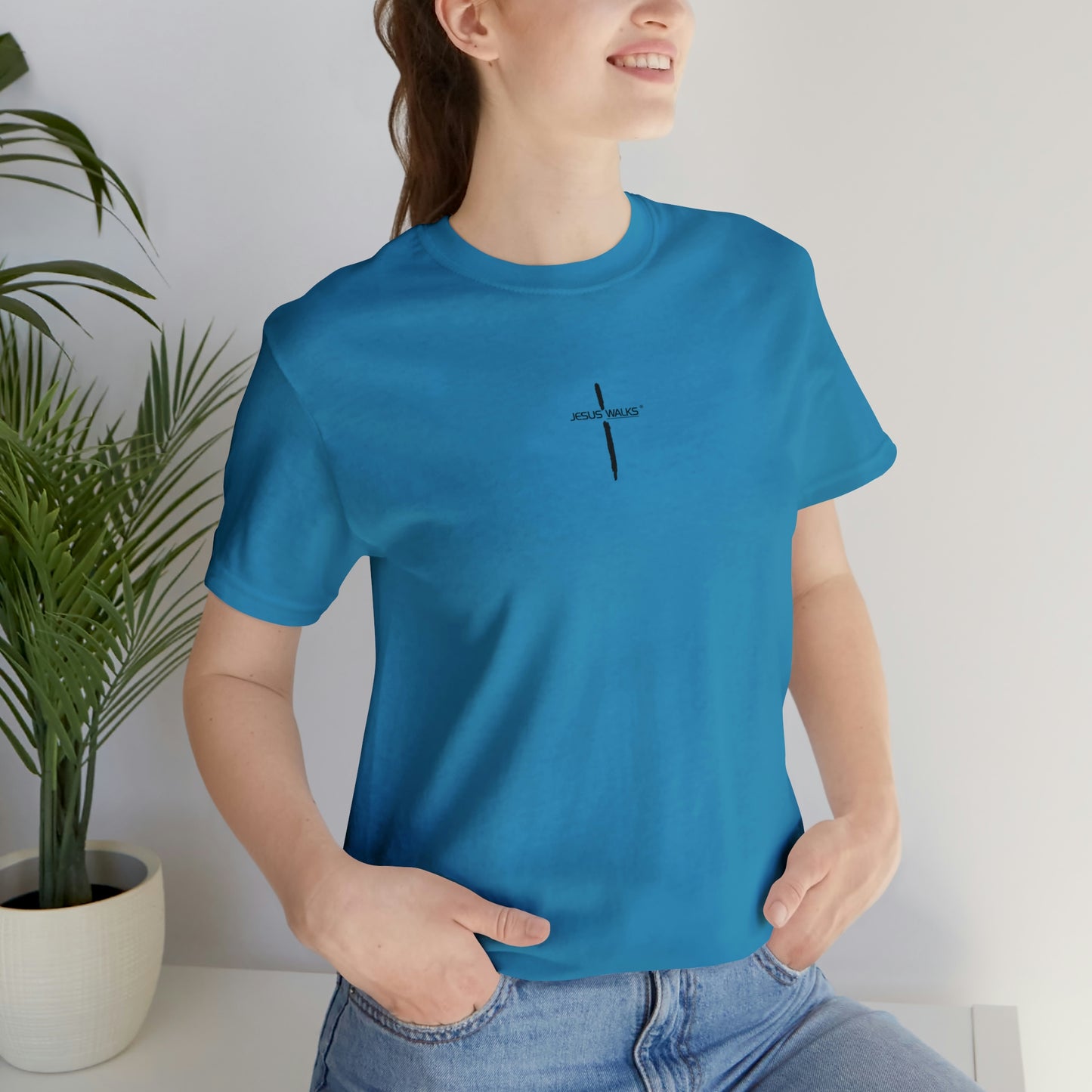 Jesus Walks Center Cross Short Sleeve Tee