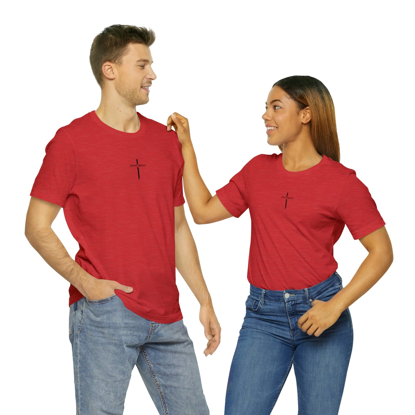 Jesus Walks Center Cross Short Sleeve Tee