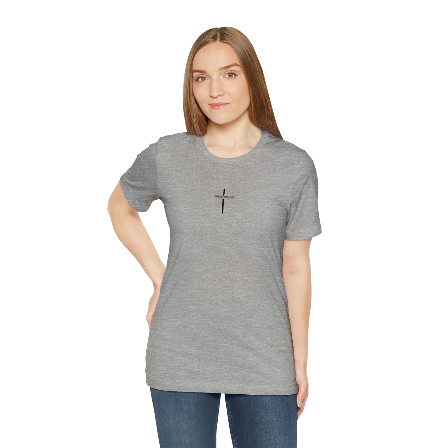 Jesus Walks Center Cross Short Sleeve Tee