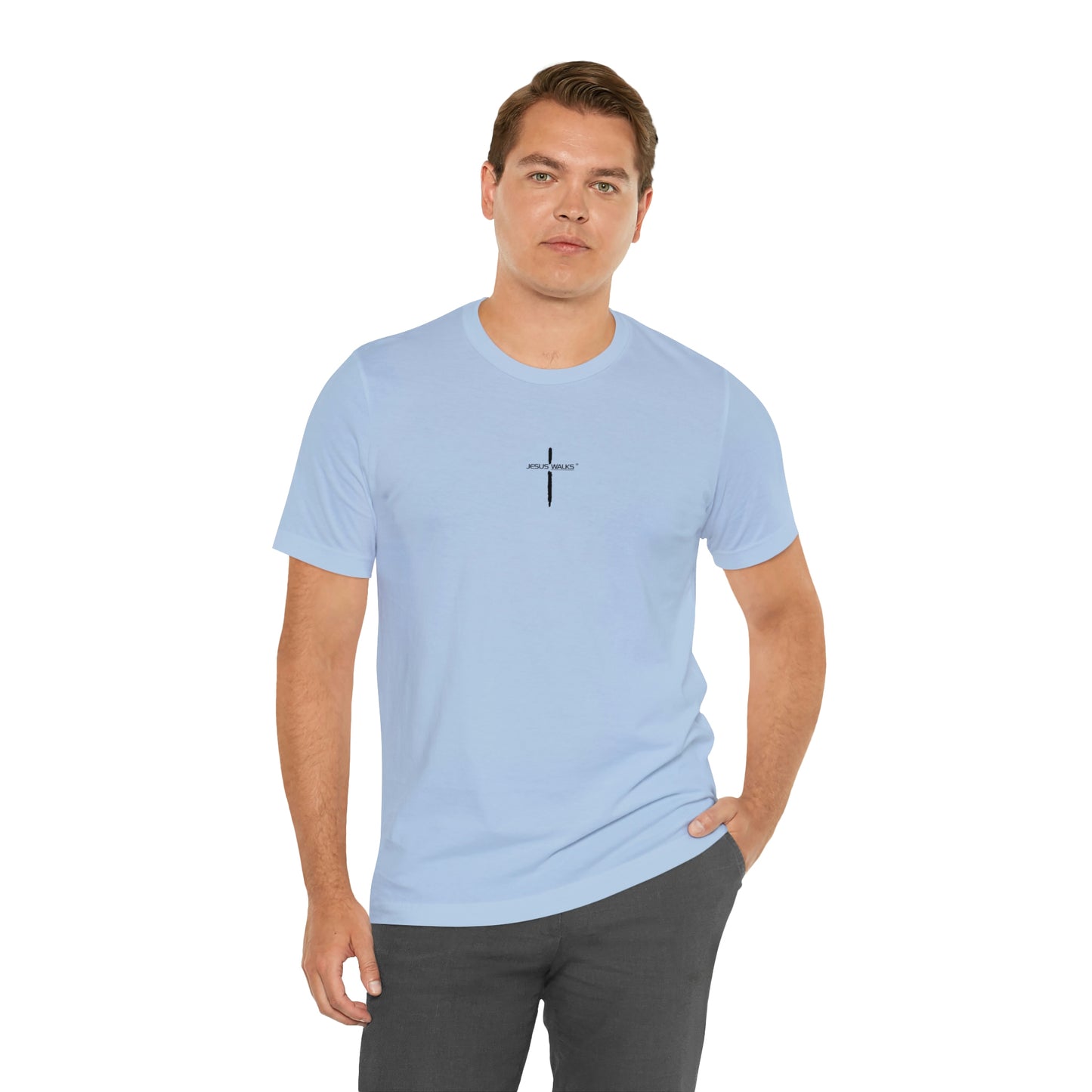 Jesus Walks Center Cross Short Sleeve Tee