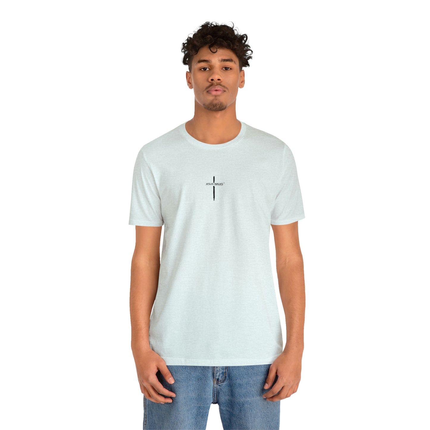 Jesus Walks Center Cross Short Sleeve Tee